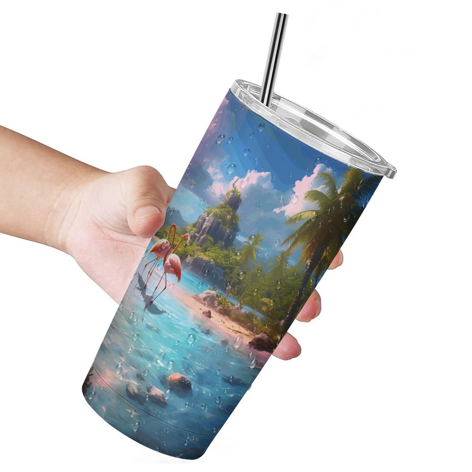 Full Width Printed Car Cup SolarLab_flamingos_tropical_sea_island_sunlight_fantasy_stock_i_6888b8f7-66b6-444e-b436-c07baf8331d4 Style One Size normal-online-PERSONAL DESIGN