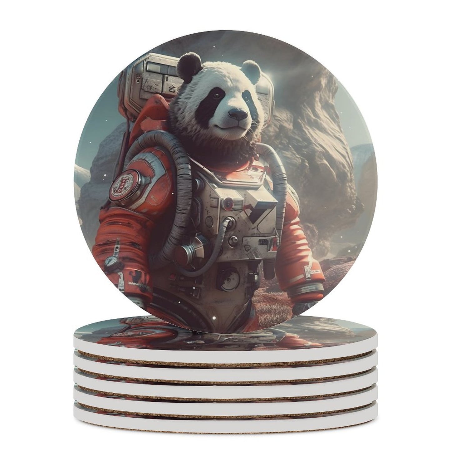Ceramic Coasters (Round) SolarLab_a_Panda_astronaut_walk_on_the_Mars_spaceship_sci-fi_pu_733438a8-767e-4923-9f27-a755fad1349c normal-online-PERSONAL DESIGN