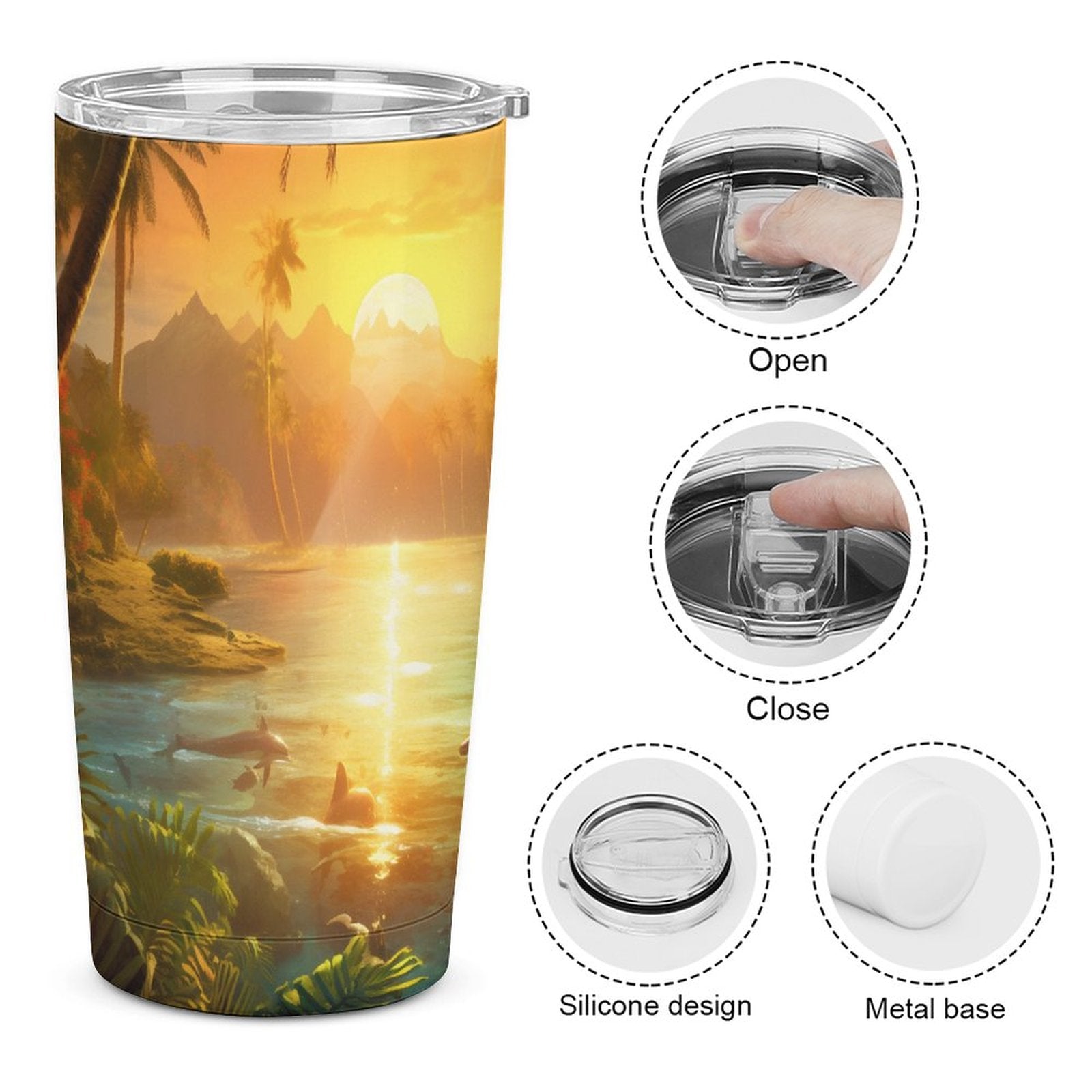 Car Cup Full Width Printed, Dolphins, CA01A04 - iTopMax