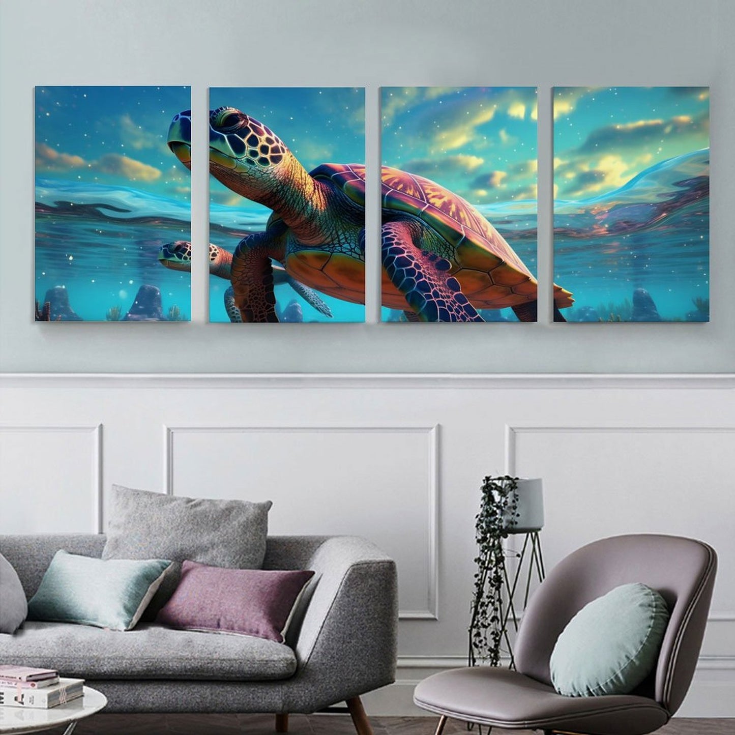 4 Panel Hanging Posters Vertical SolarLab_Sea_turtles_tropical_sea_island_sunlight_fantasy_art_d_8c17eb4f-0c33-48bc-80bd-25ce9d585c40 normal-online-PERSONAL DESIGN