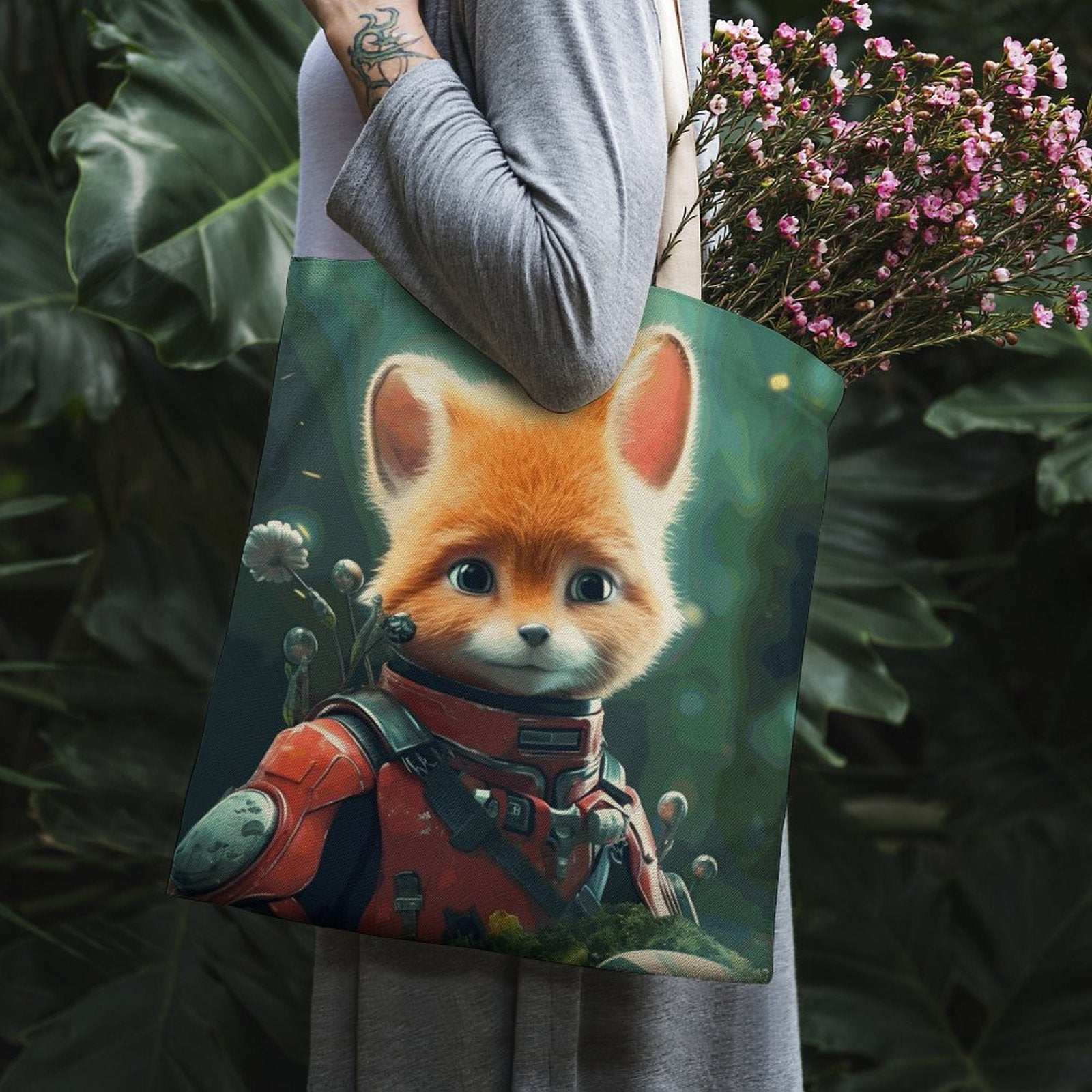 Canvas Tote Bag Double Fox_003 Style 38×41cm normal-online-PERSONAL DESIGN