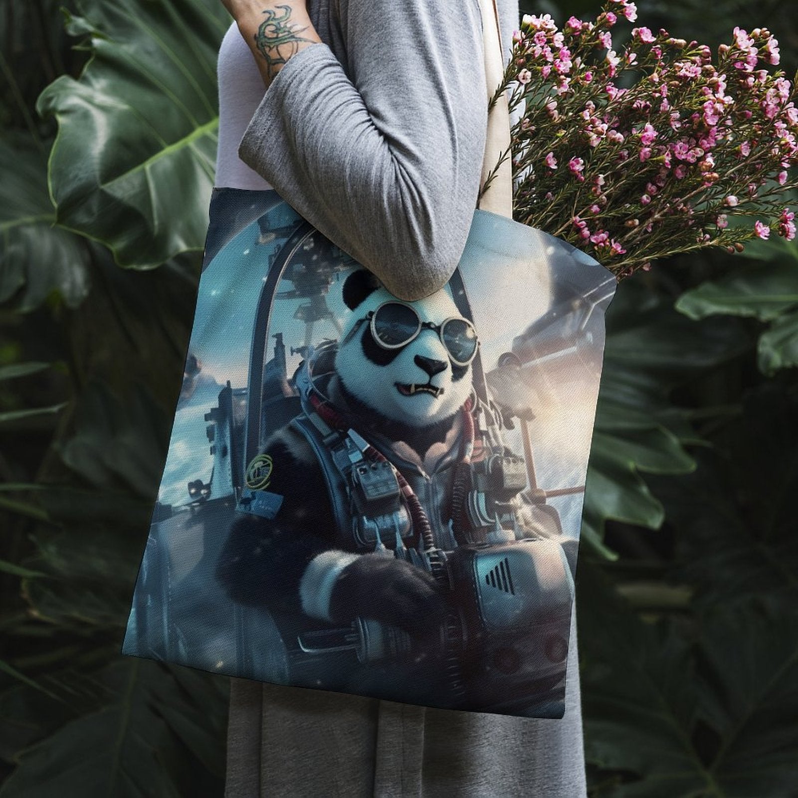 Canvas Tote Bag Double SolarLab_a_Panda_pilot_drive_a_helicopter_in_the_sky_on_the_Arc_5bf0f2a6-557d-471b-814c-3b1ef8615f4d Style-9 38×41cm normal-online-PERSONAL DESIGN