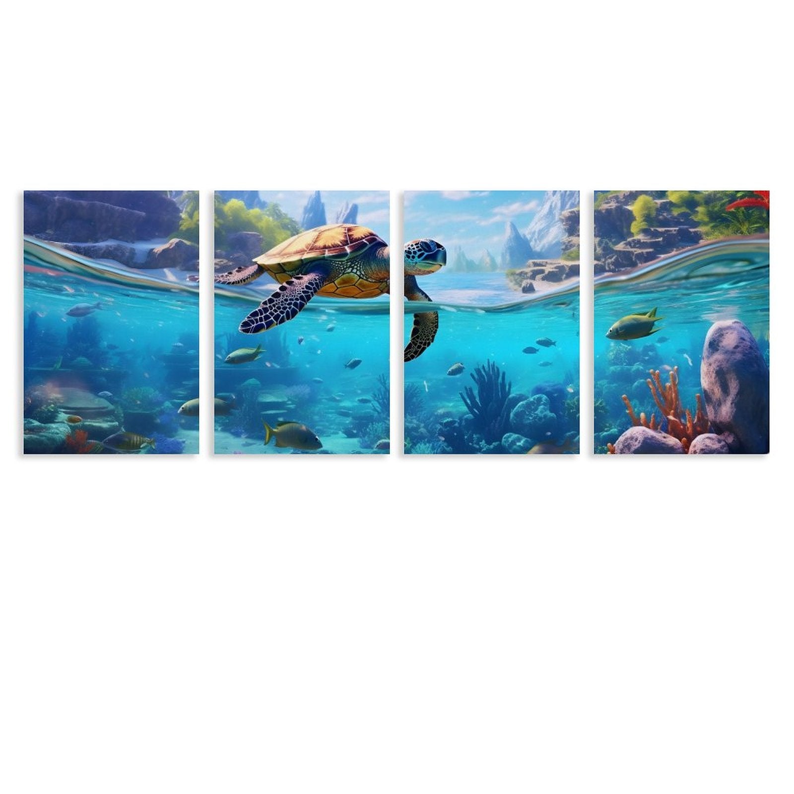 4 Panel Hanging Posters Vertical SolarLab_Sea_turtles_tropical_sea_island_sunlight_hyper-detail__65df3ce3-5f7c-49b3-937e-af866806c8be normal-online-PERSONAL DESIGN