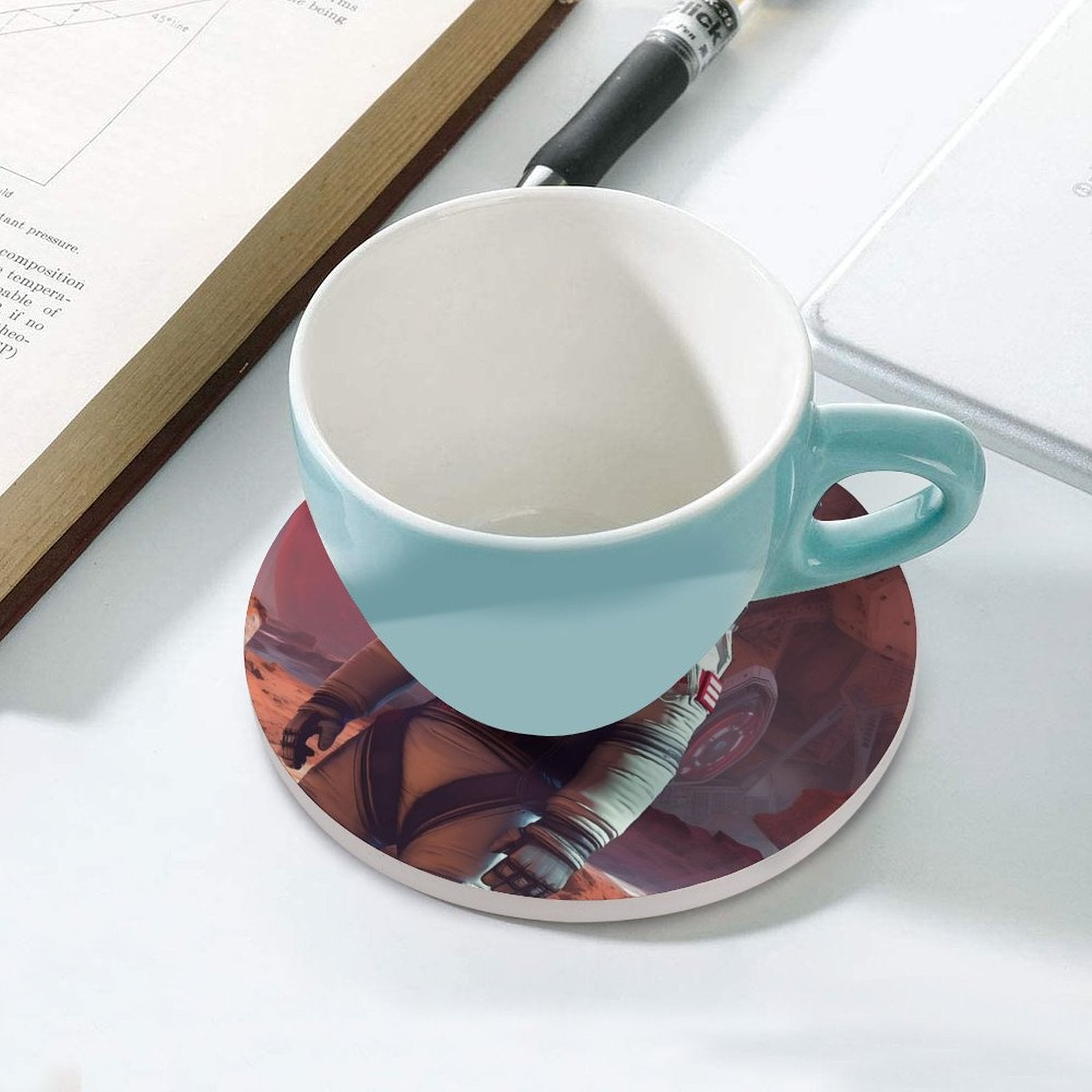Ceramic Coasters (Round) SolarLab_a_Panda_astronaut_walk_on_the_Mars_starship_Cyberpunk__2c9bca64-42ac-4372-9004-11ba37f4a622 normal-online-PERSONAL DESIGN