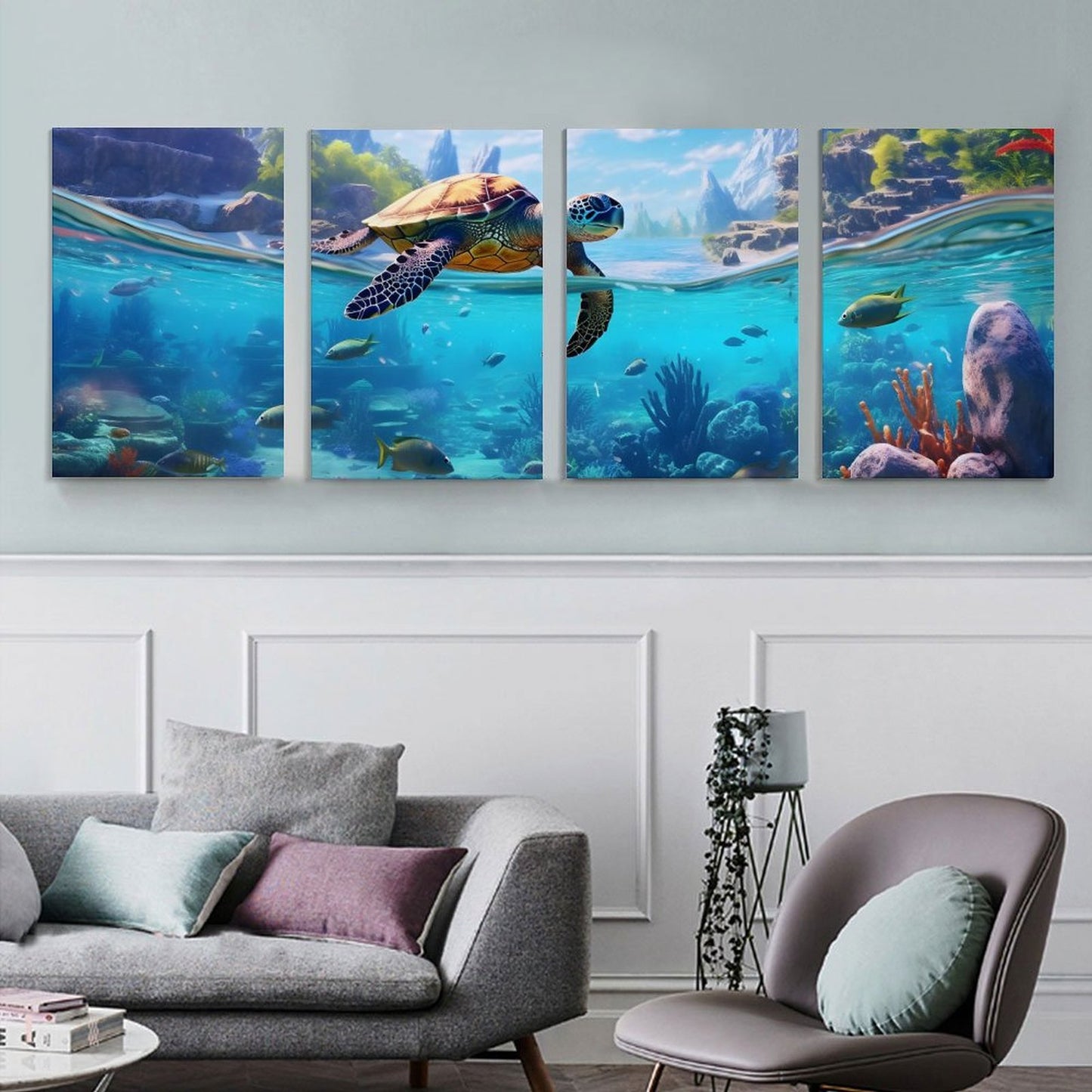 4 Panel Hanging Posters Vertical SolarLab_Sea_turtles_tropical_sea_island_sunlight_hyper-detail__65df3ce3-5f7c-49b3-937e-af866806c8be normal-online-PERSONAL DESIGN