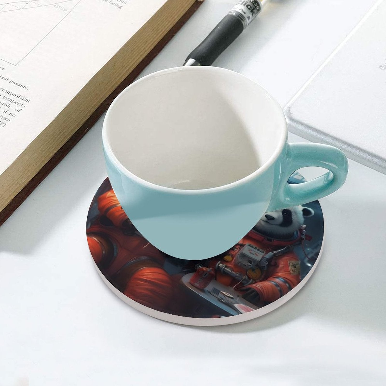 Ceramic Coasters (Round) SolarLab_Two_panda_astronauts_piloted_a_spaceship_from_Earth_to_7a8942ab-78f7-47b8-a6c0-2255034acd11 normal-online-PERSONAL DESIGN