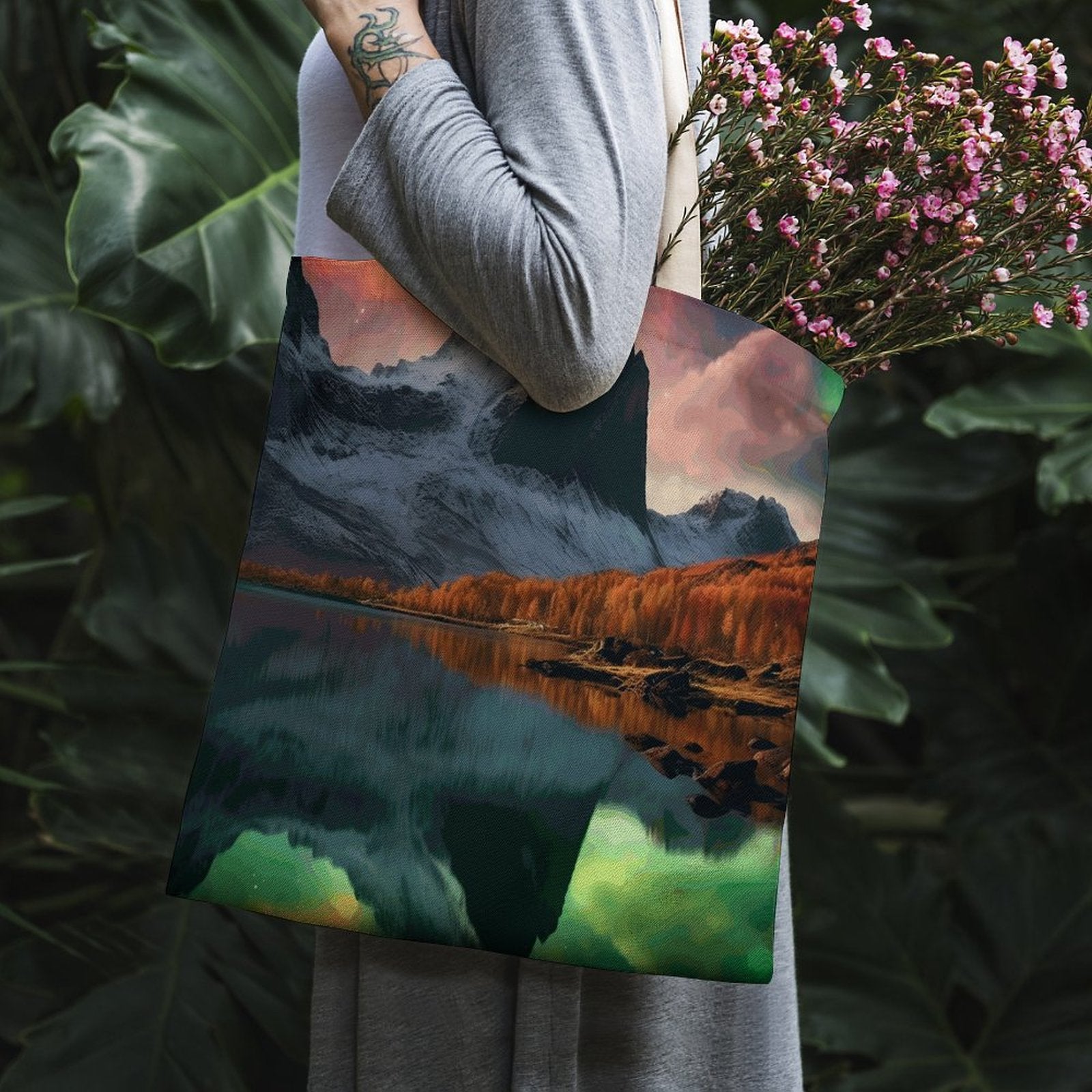Canvas Tote Bag Double SolarLab_Norwegian_aurora_autumn_mountains_forests_lake_hyper-d_fd6b31eb-d54c-4ac7-9098-1bd7b0c69e9a Style-11 38×41cm normal-online-PERSONAL DESIGN