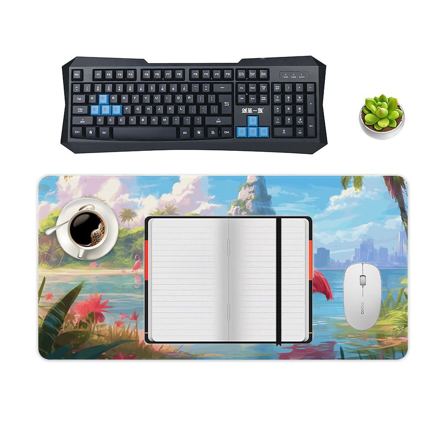 Desk Mat Overlock, Tropical Flamingos, DA04A14 - iTopMax
