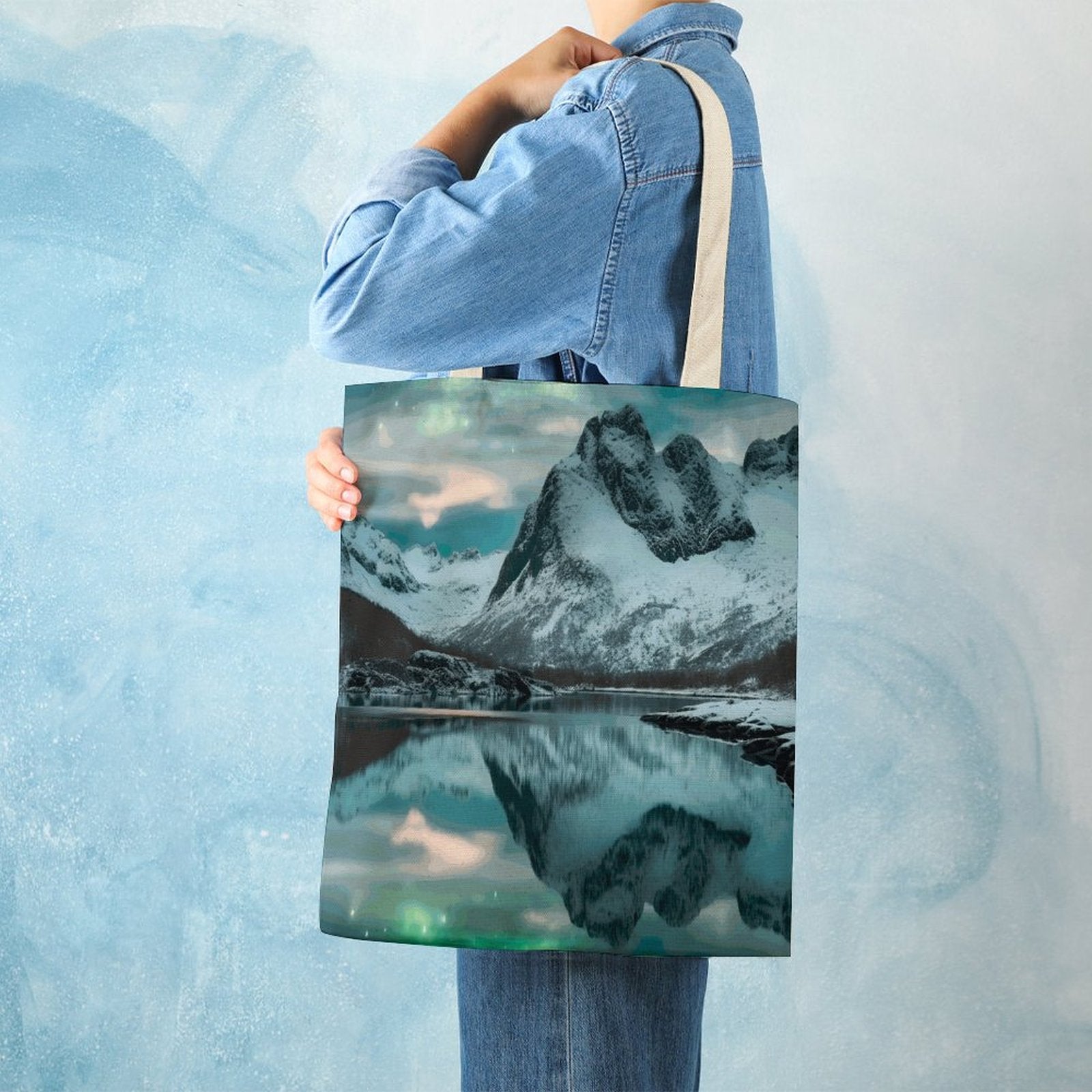Canvas Tote Bag Double SolarLab_Norwegian_aurora_winter_mountains_forests_lake_hyper-d_2b797c5c-a847-440b-ba22-5bdd5b69435c Style-4 38×41cm normal-online-PERSONAL DESIGN