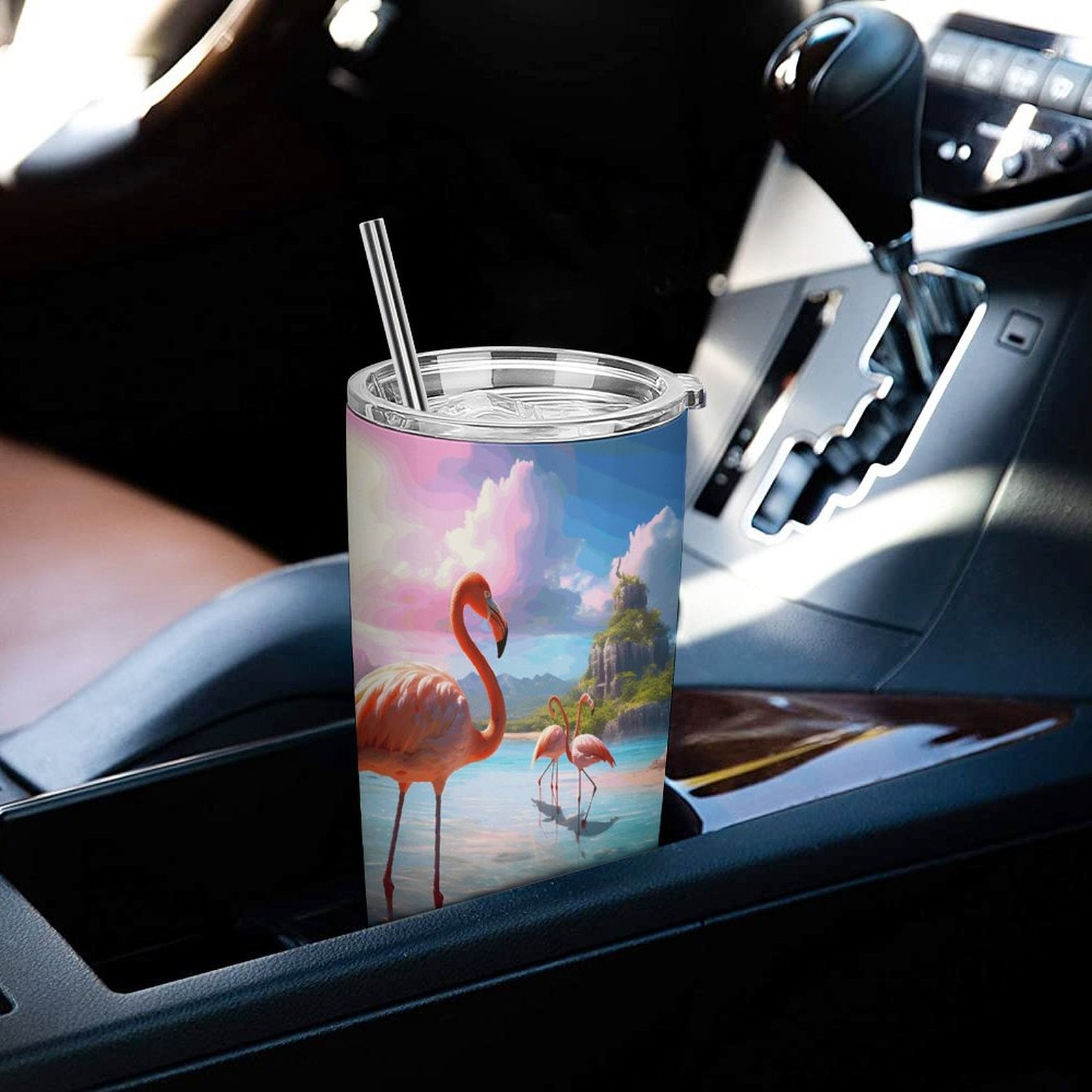 Full Width Printed Car Cup SolarLab_flamingos_tropical_sea_island_sunlight_fantasy_stock_i_6888b8f7-66b6-444e-b436-c07baf8331d4 Style One Size normal-online-PERSONAL DESIGN