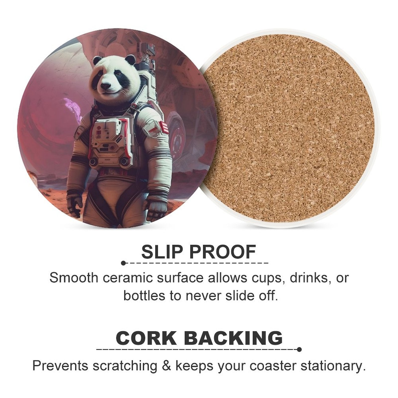 Ceramic Coasters (Round) SolarLab_a_Panda_astronaut_walk_on_the_Mars_starship_Cyberpunk__2c9bca64-42ac-4372-9004-11ba37f4a622 normal-online-PERSONAL DESIGN