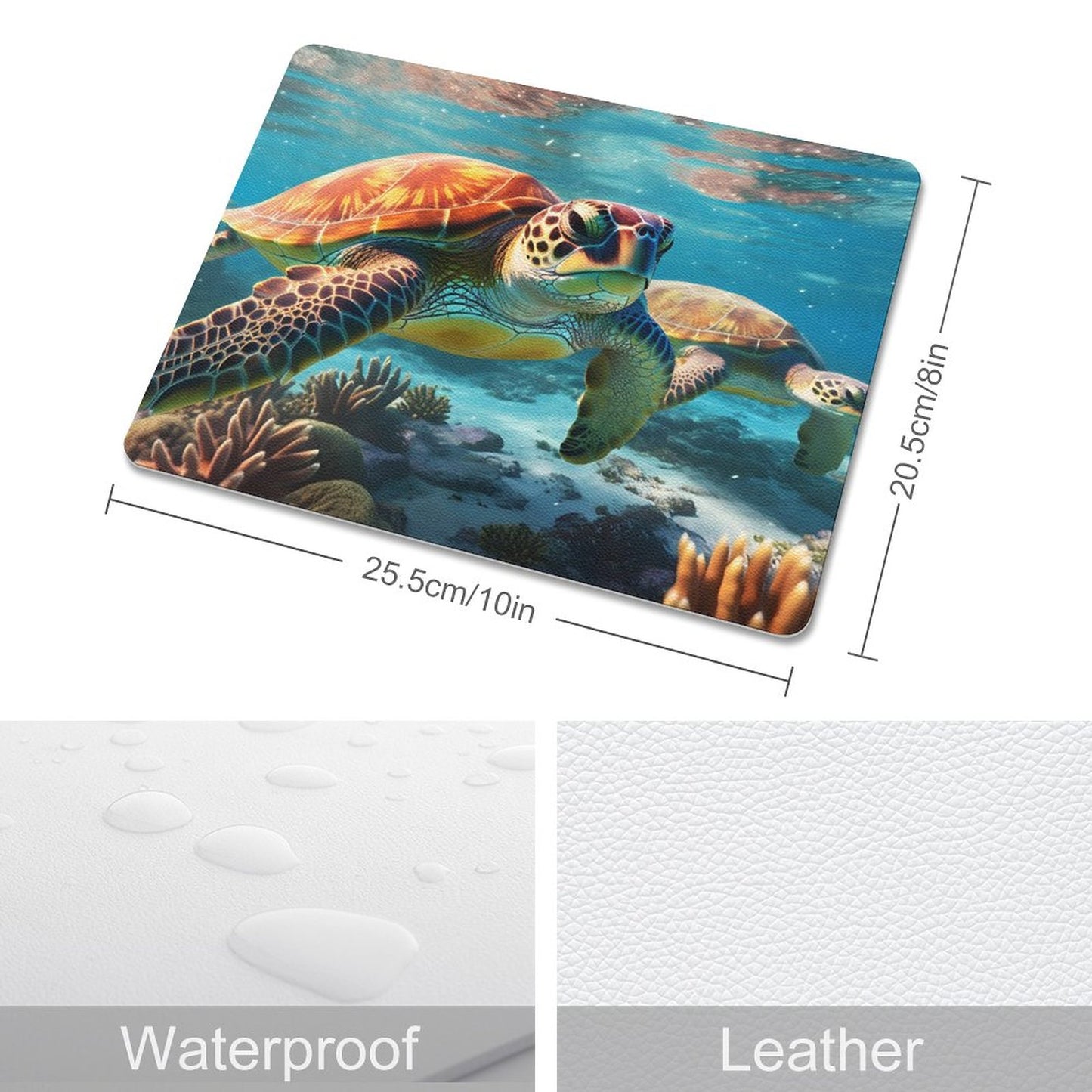 Leather Mouse Pad Sea Turtles, 1 Size, DA05B12 - iTopMax