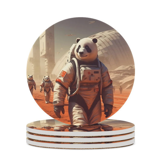 Ceramic Coasters (Round) SolarLab_Pandas_astronaut_walk_on_the_Mars_starship_Cyberpunk_f_54a1f0e3-58cf-429e-ac81-c608447d471a normal-online-PERSONAL DESIGN
