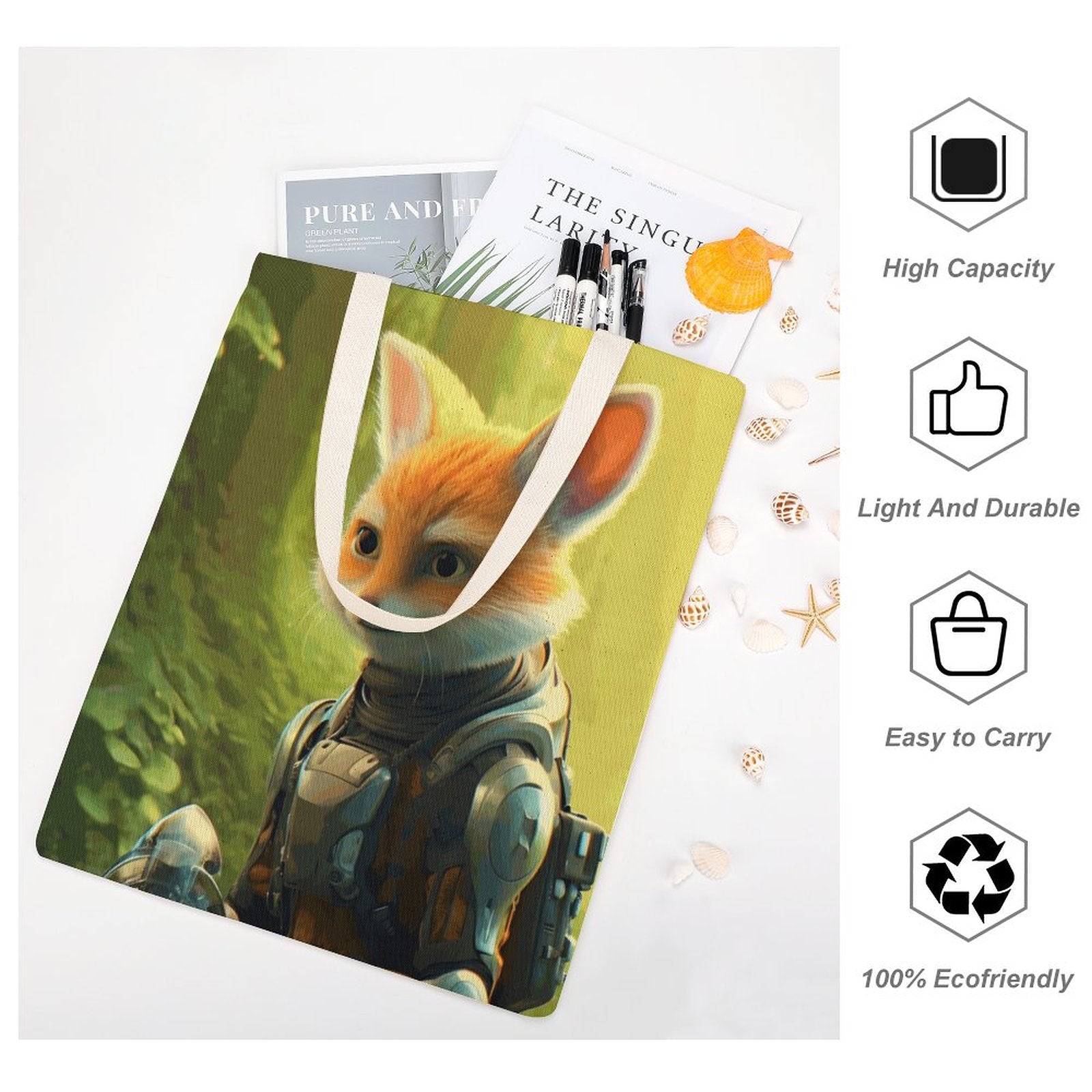 Canvas Tote Bag Double Fox_004 Style 38×41cm normal-online-PERSONAL DESIGN