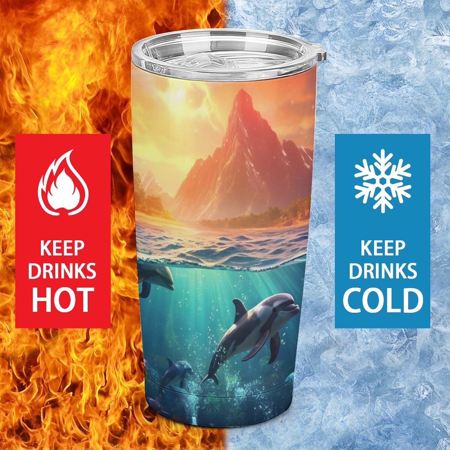 Car Cup Full Width Printed, Dolphins, CA01A01 - iTopMax