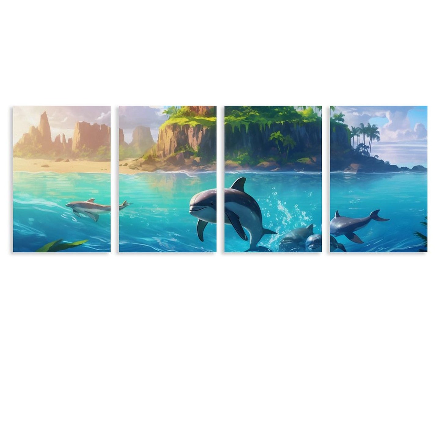 4 Panel Hanging Posters Vertical SolarLab_Dolphins_tropical_sea_island_sunlight_fantasy_stock_il_fcec8005-dae5-4c03-8fbd-f778649c18b4 normal-online-PERSONAL DESIGN