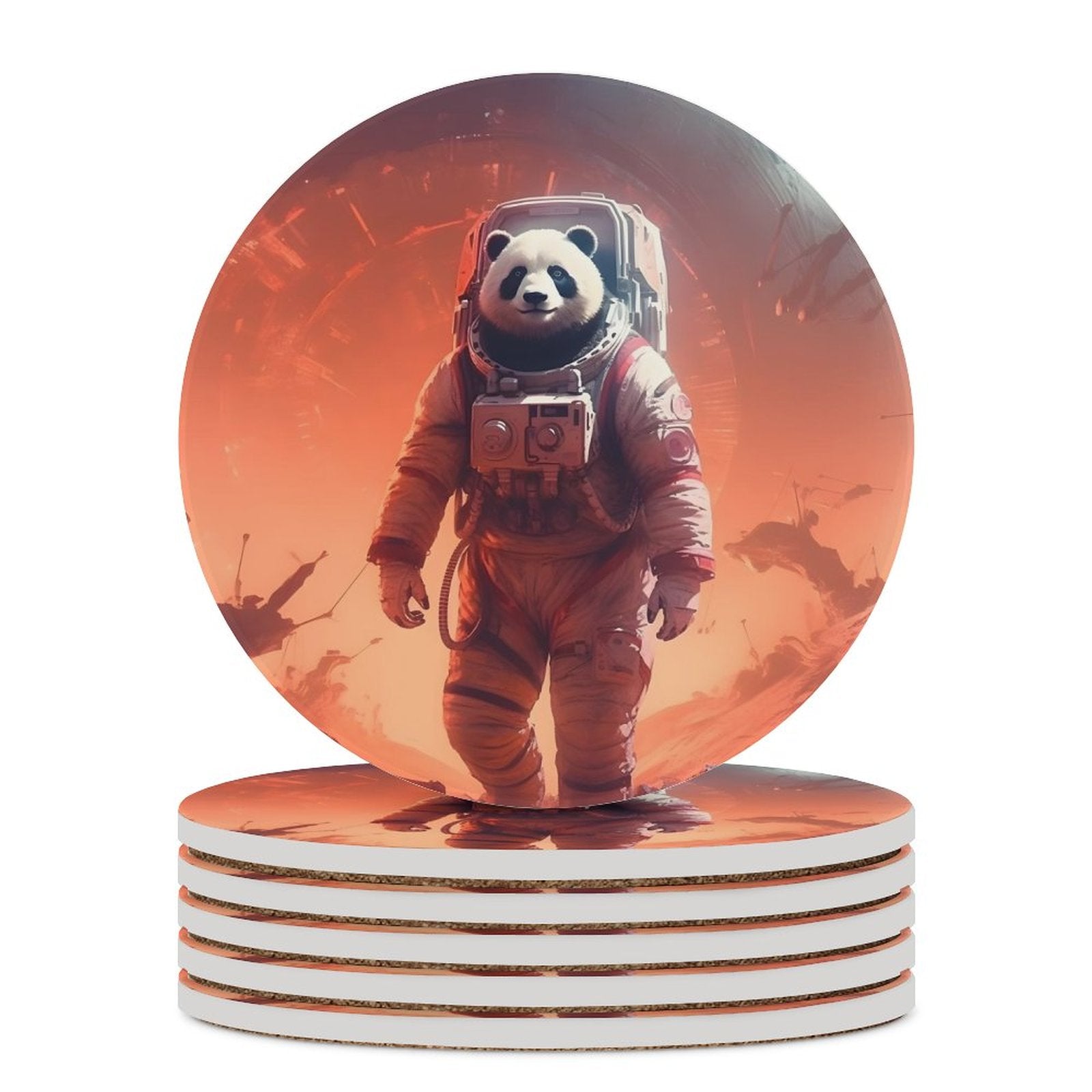 Ceramic Coasters (Round) SolarLab_a_Panda_astronaut_walk_on_the_Mars_spaceship_Cyberpunk_68b4d70b-912c-4a5b-b14c-5ba05107d5dc normal-online-PERSONAL DESIGN