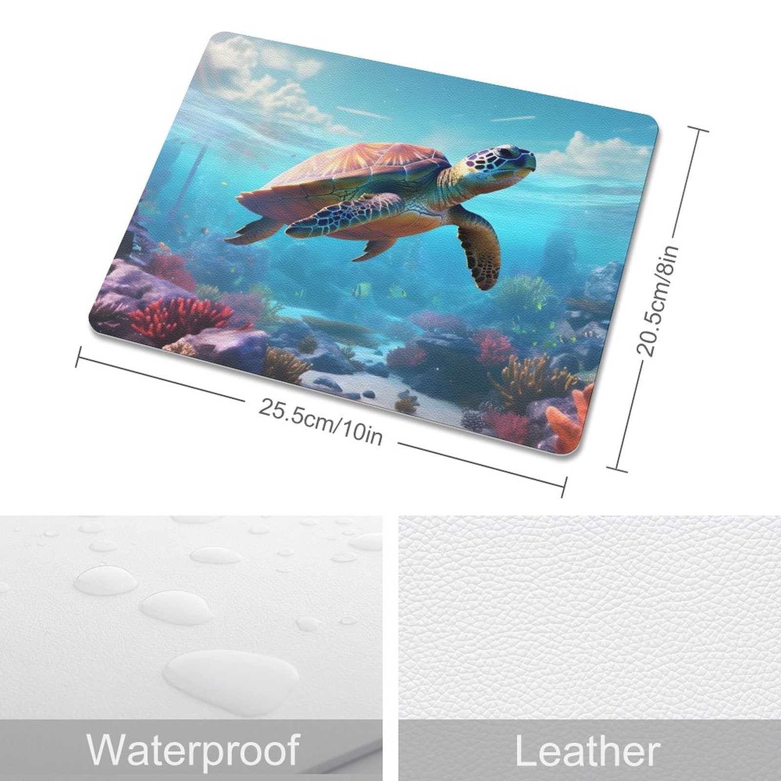 Leather Mouse Pad Sea Turtles, 1 Size, DA05B11 - iTopMax