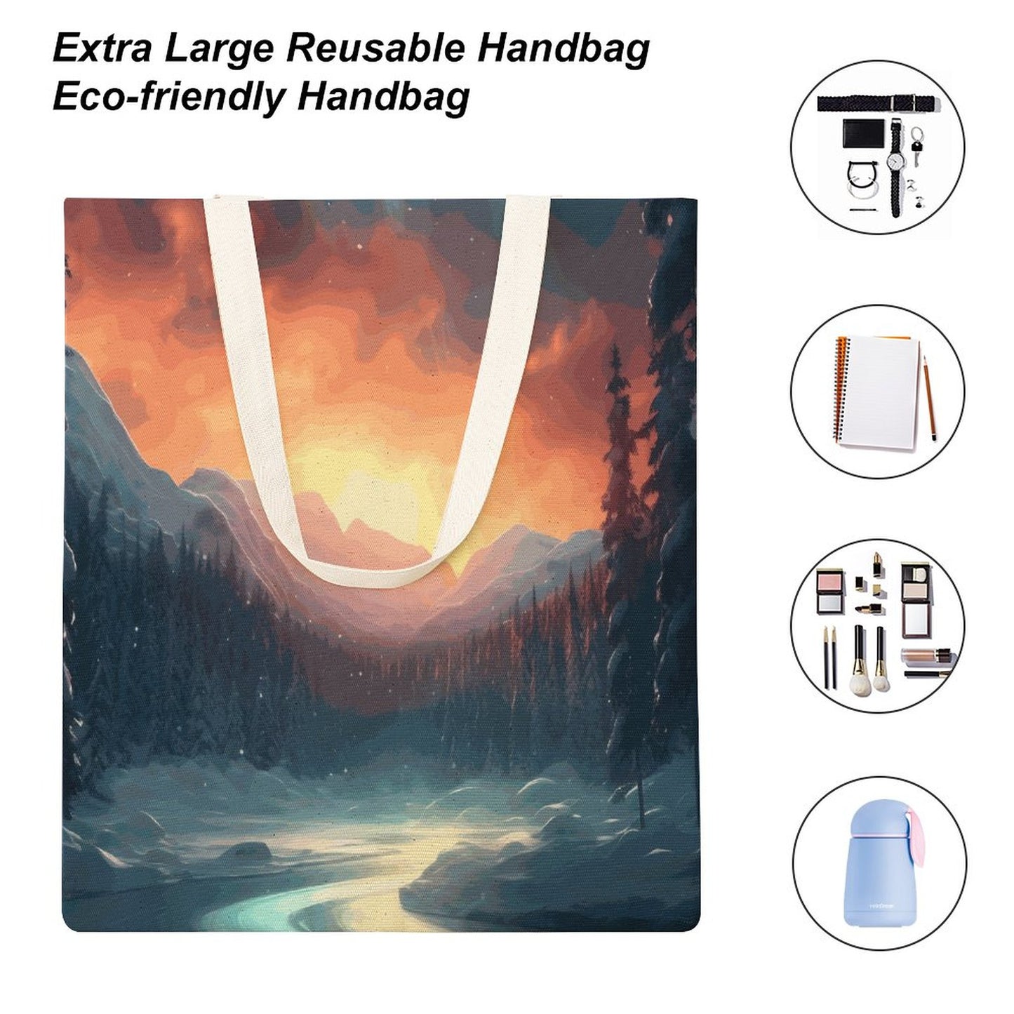 Canvas Tote Bag Double SolarLab_Norwegian_aurora_winter_mountains_forests_hyper-detail_569b47dc-9312-4b74-b052-f4d3b554921e Style-6 38×41cm normal-online-PERSONAL DESIGN