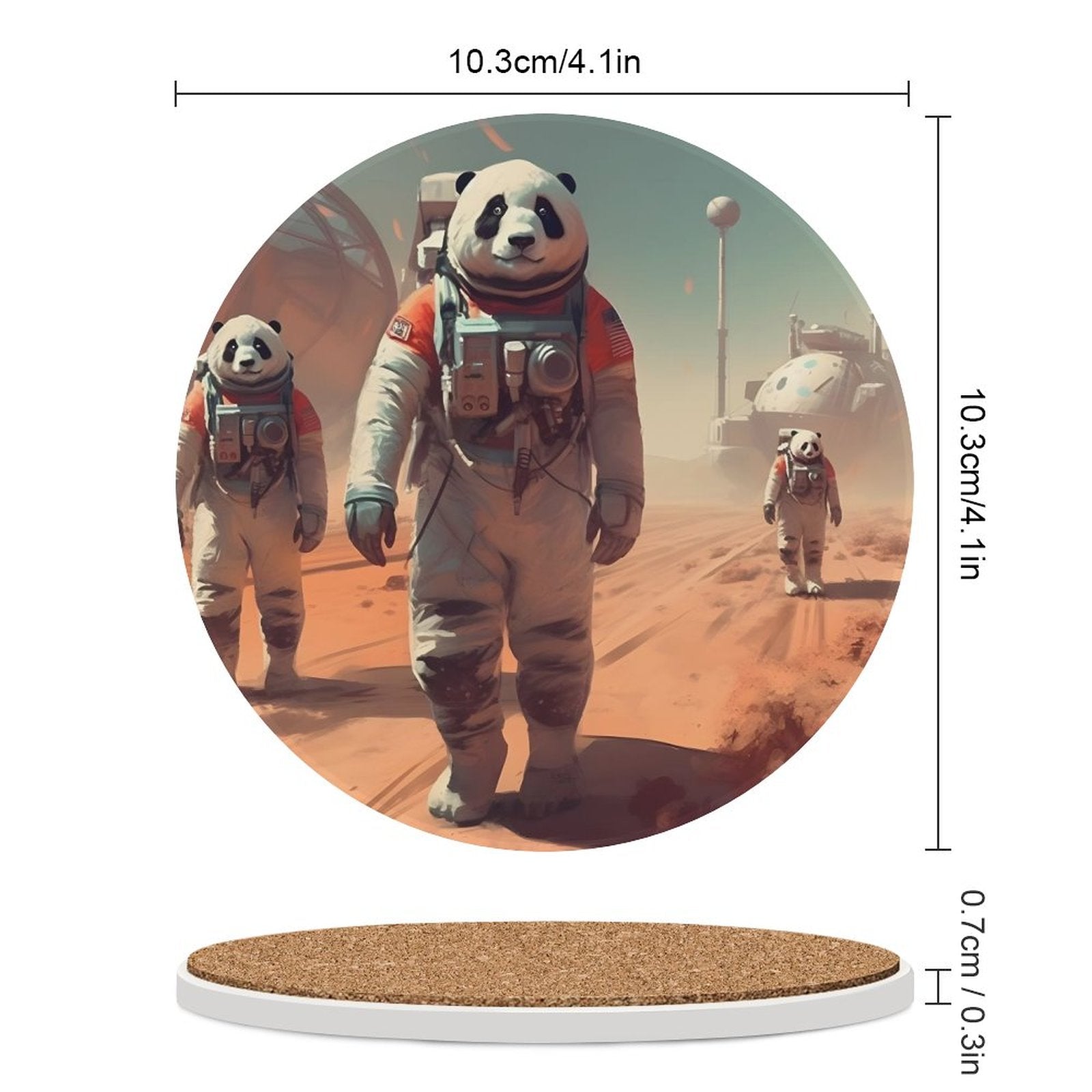 Ceramic Coasters (Round) SolarLab_Pandas_astronaut_walk_on_the_Mars_starship_Cyberpunk_f_2cc9b61d-e23a-4714-b196-75907c177544 normal-online-PERSONAL DESIGN