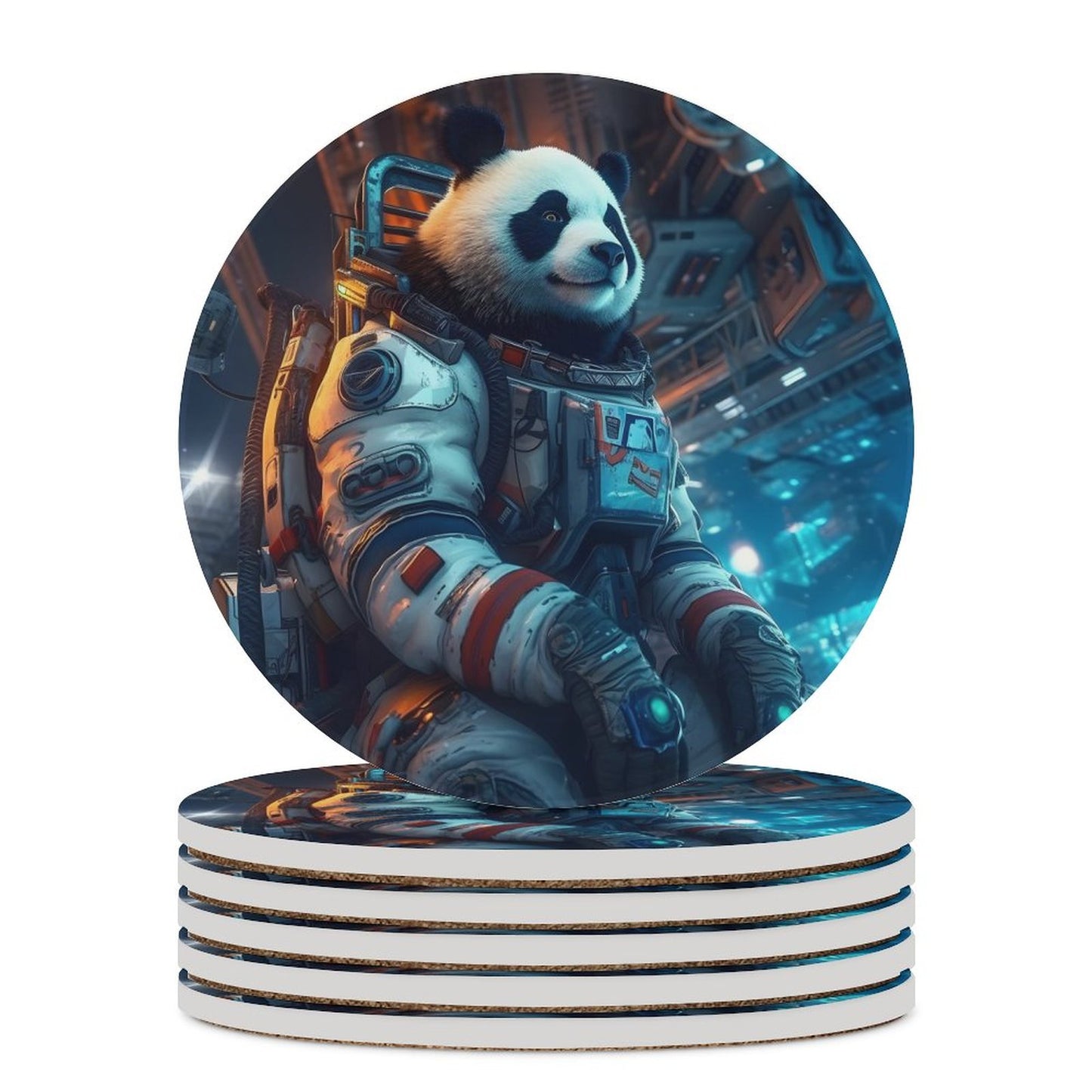 Ceramic Coasters (Round) SolarLab_a_Panda_astronaut_walk_on_the_space_rocket_Cyberpunk_f_934c4566-c7bf-4d90-afa5-149387b17027 normal-online-PERSONAL DESIGN
