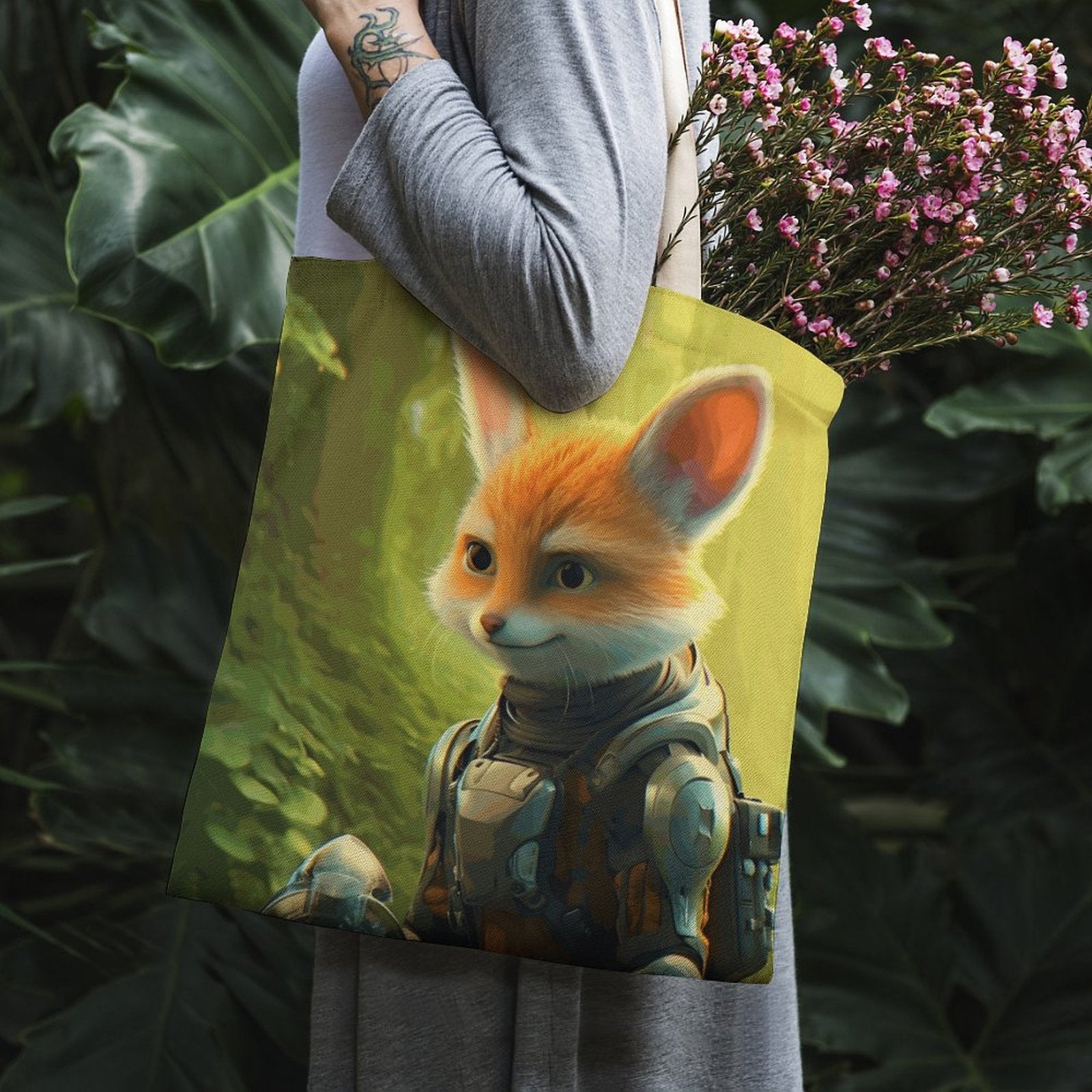 Canvas Tote Bag Double Fox_004 Style 38×41cm normal-online-PERSONAL DESIGN