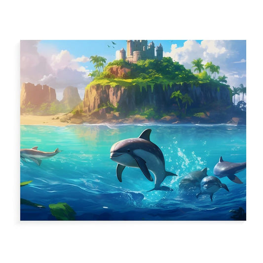 Paint by Number SolarLab_Dolphins_tropical_sea_island_sunlight_fantasy_stock_il_fcec8005-dae5-4c03-8fbd-f778649c18b4 Style 20*16inch (50*40CM） normal-online-PERSONAL DESIGN