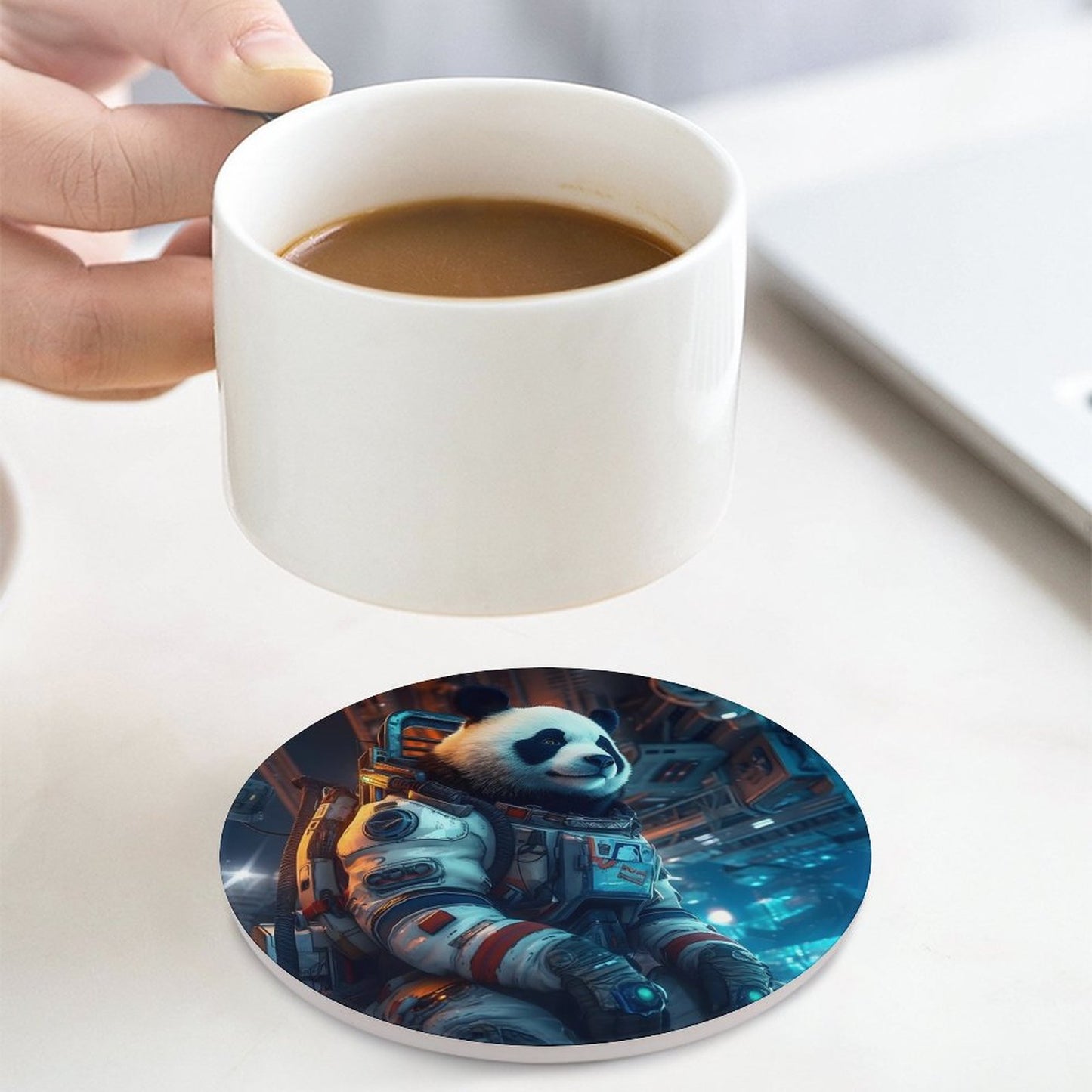 Ceramic Coasters (Round) SolarLab_a_Panda_astronaut_walk_on_the_space_rocket_Cyberpunk_f_934c4566-c7bf-4d90-afa5-149387b17027 normal-online-PERSONAL DESIGN