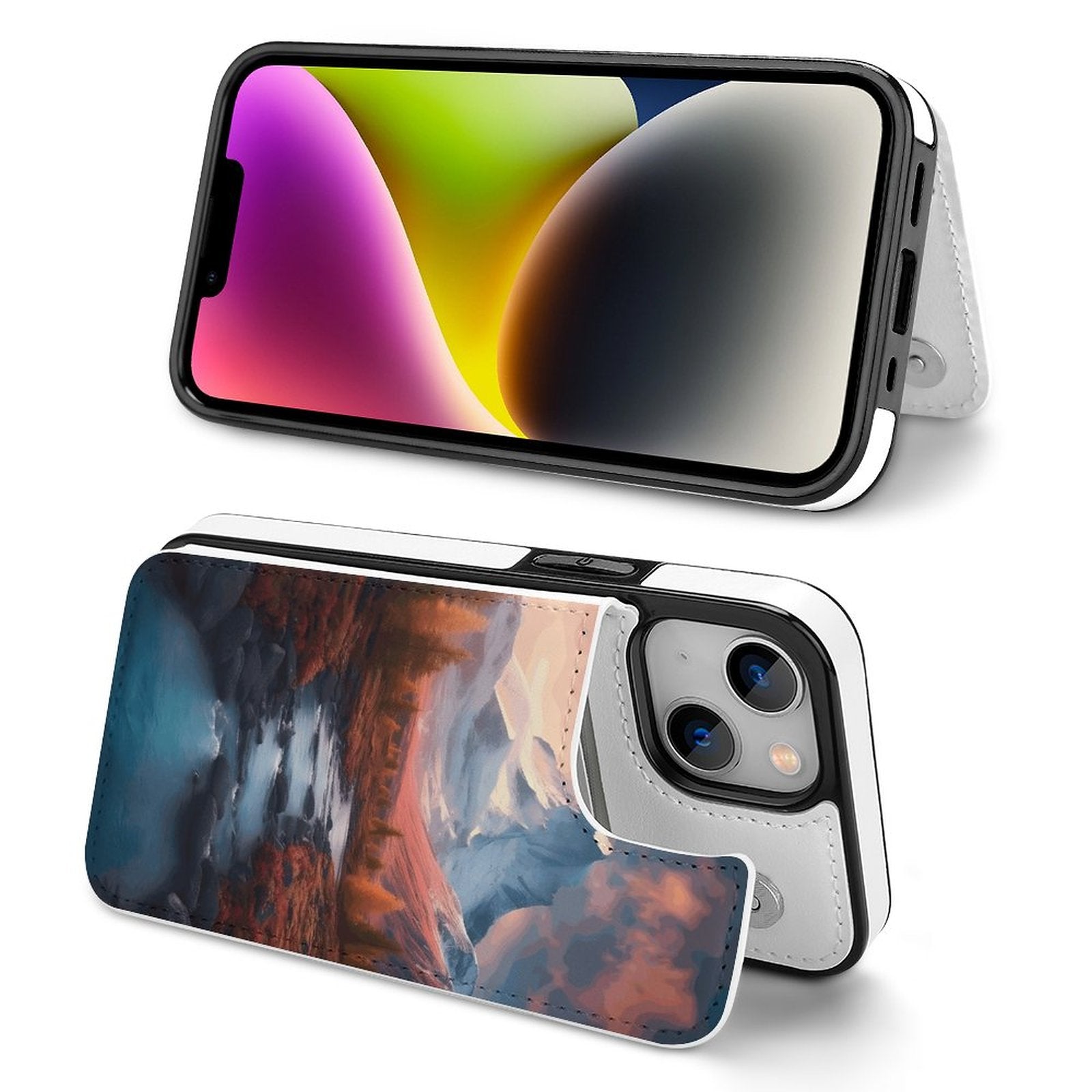 Mobile Phone Case for Apple IPhone 14 SolarLab_Norwegian_aurora_autumn_mountains_forestshyper-detail__935e43e8-37e6-44dc-8597-129fbe22a01a normal-online-PERSONAL DESIGN