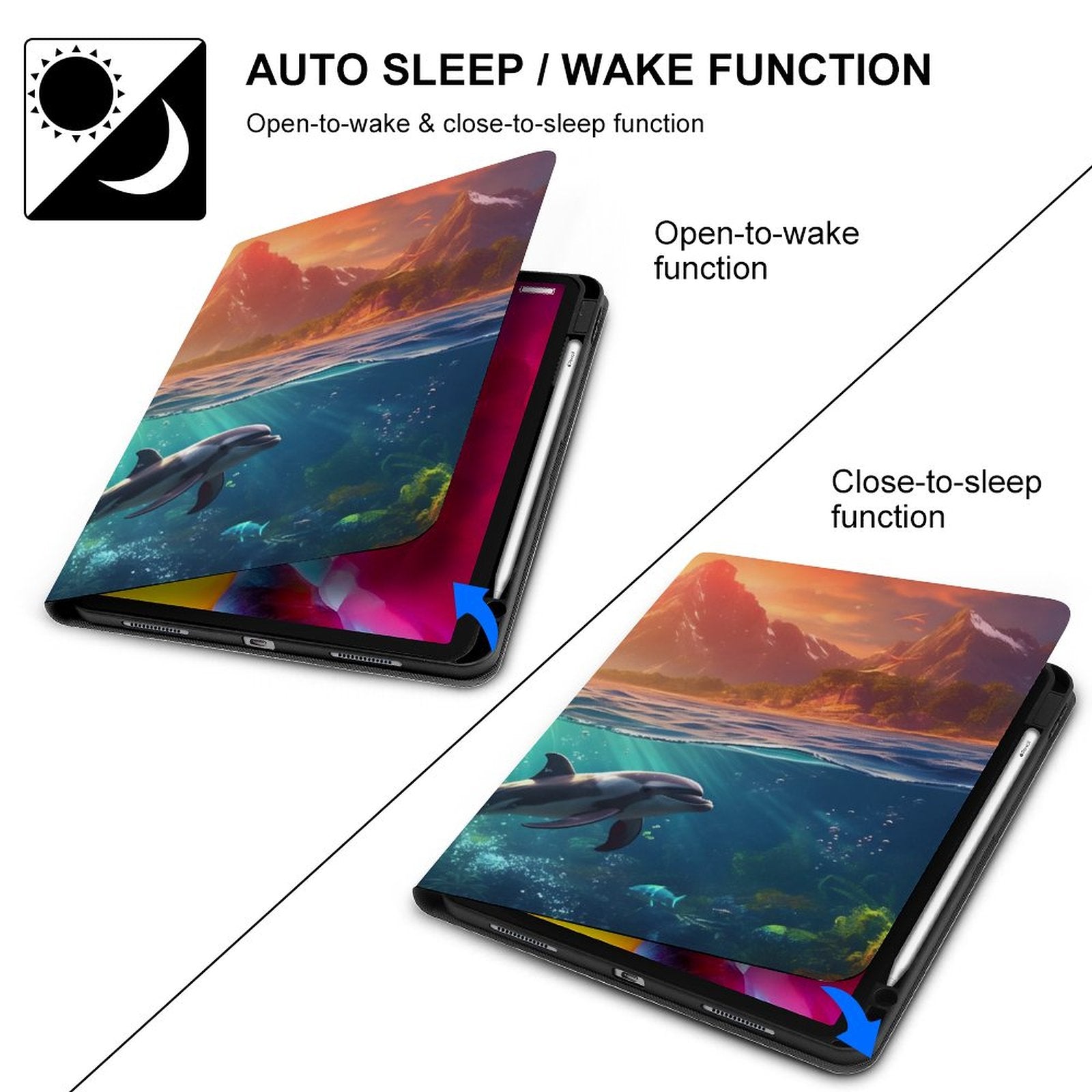 The Ipad Pen Slot Case SolarLab_Dolphins_tropical_sea_island_sunlight_fantasy_hyper-de_f2db25c8-82f5-45d9-9ff2-698e69821ae5 normal-online-PERSONAL DESIGN