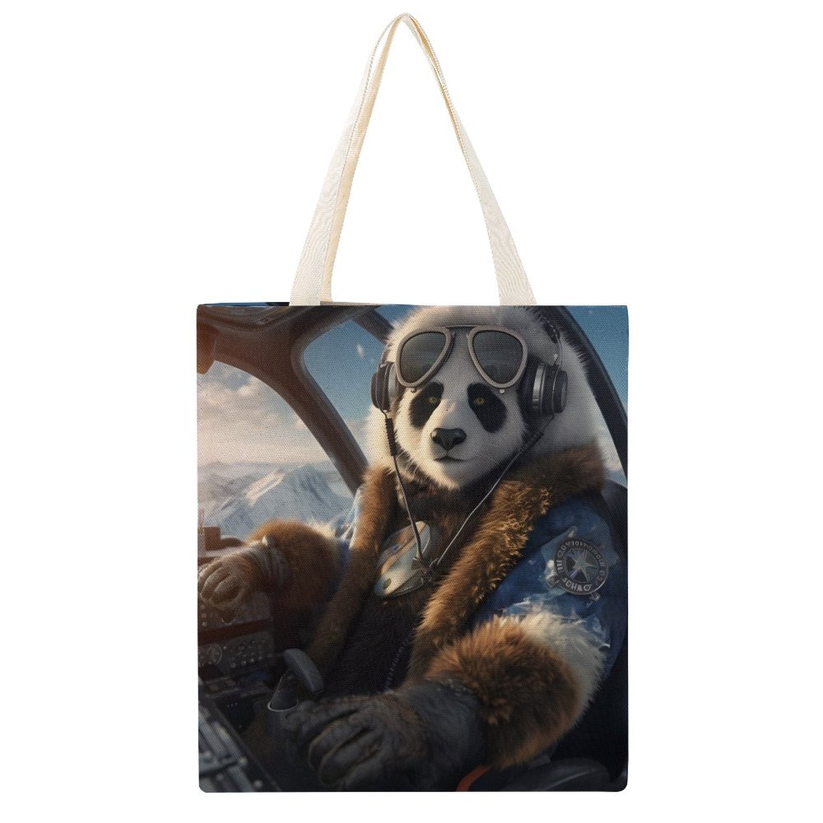 Canvas Tote Bag Double SolarLab_a_Panda_pilot_drive_a_private_jet_in_the_sky_on_the_Ar_7cf22f23-856b-4da9-bba0-8b0a5e4c403b Style-7 38×41cm normal-online-PERSONAL DESIGN
