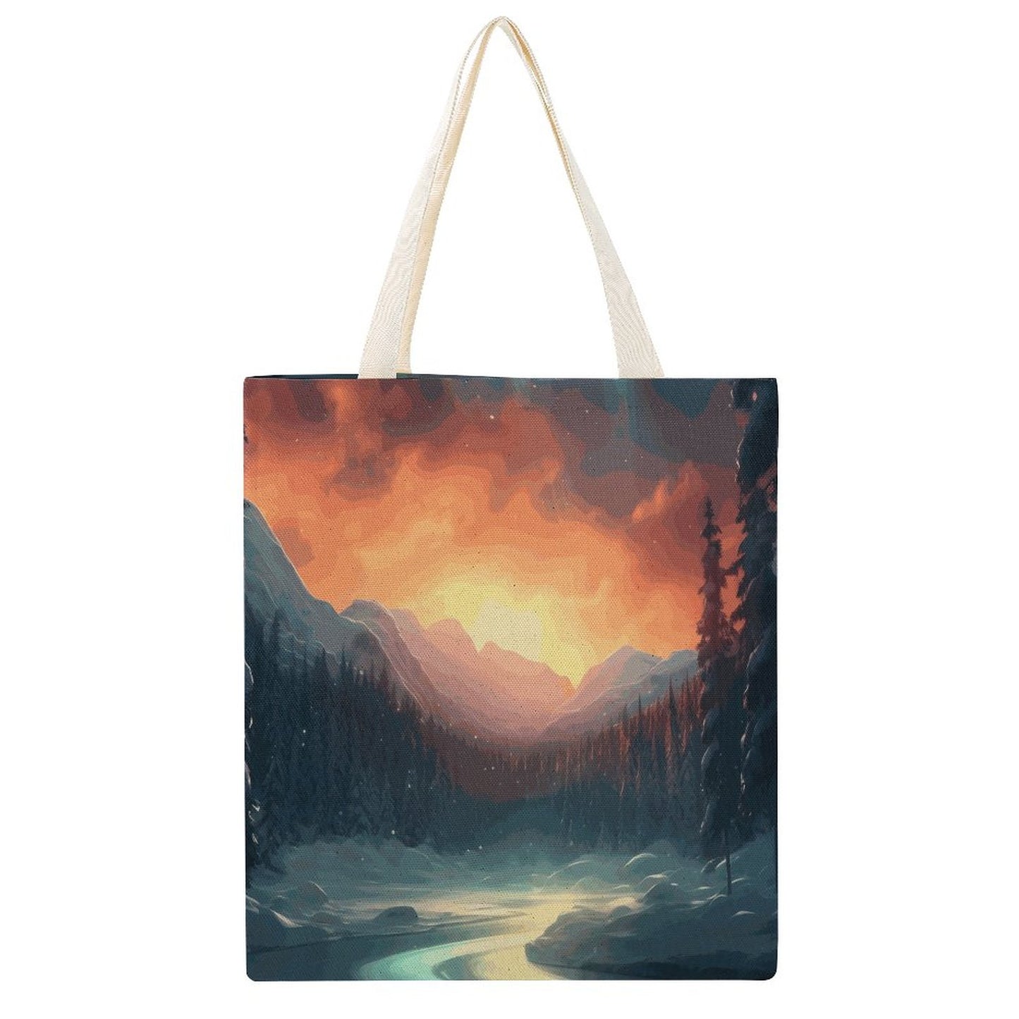 Canvas Tote Bag Double SolarLab_Norwegian_aurora_winter_mountains_forests_hyper-detail_569b47dc-9312-4b74-b052-f4d3b554921e Style-6 38×41cm normal-online-PERSONAL DESIGN