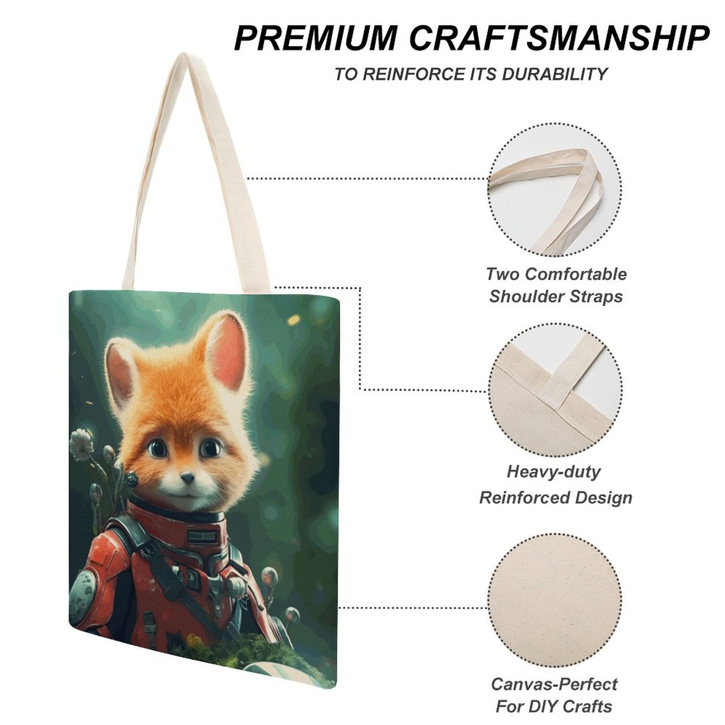 Canvas Tote Bag Double Fox_003 Style 38×41cm normal-online-PERSONAL DESIGN