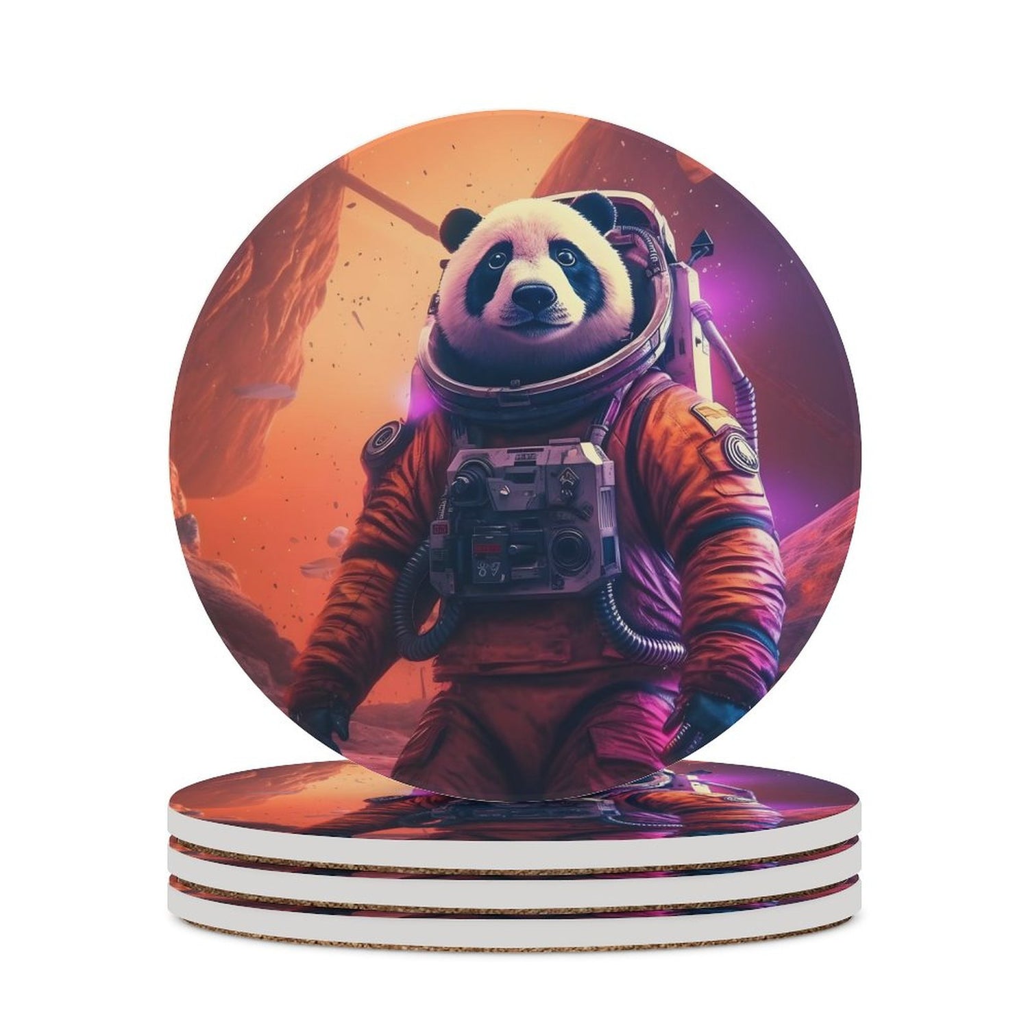 Ceramic Coasters (Round) SolarLab_a_Panda_astronaut_walk_on_the_Mars_spaceship_Cyberpunk_e2ab4124-d37f-4030-8cc7-141a47bbb18d normal-online-PERSONAL DESIGN