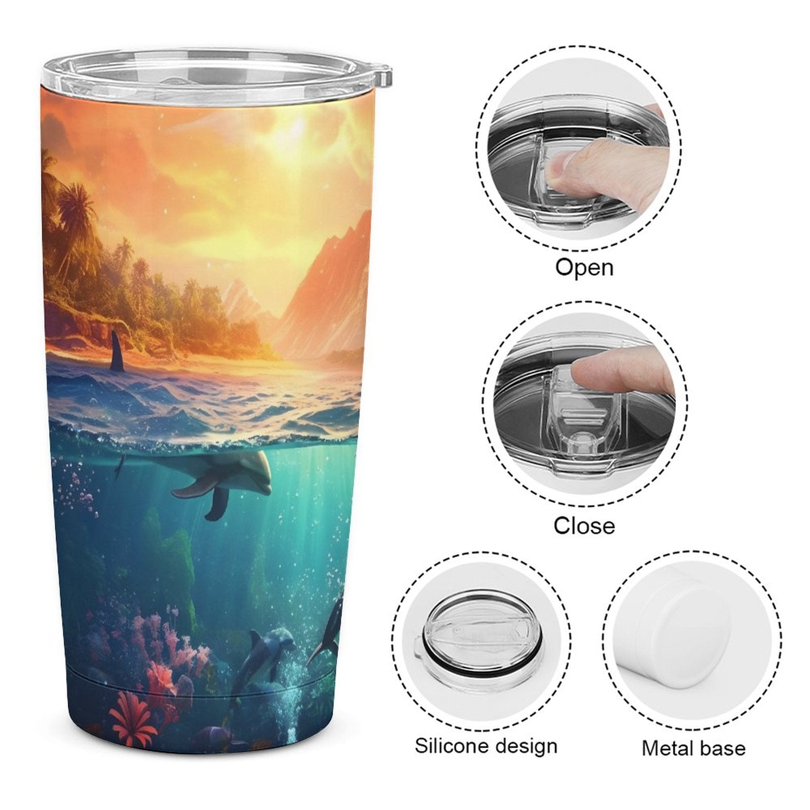 Car Cup Full Width Printed, Dolphins, CA01A01 - iTopMax
