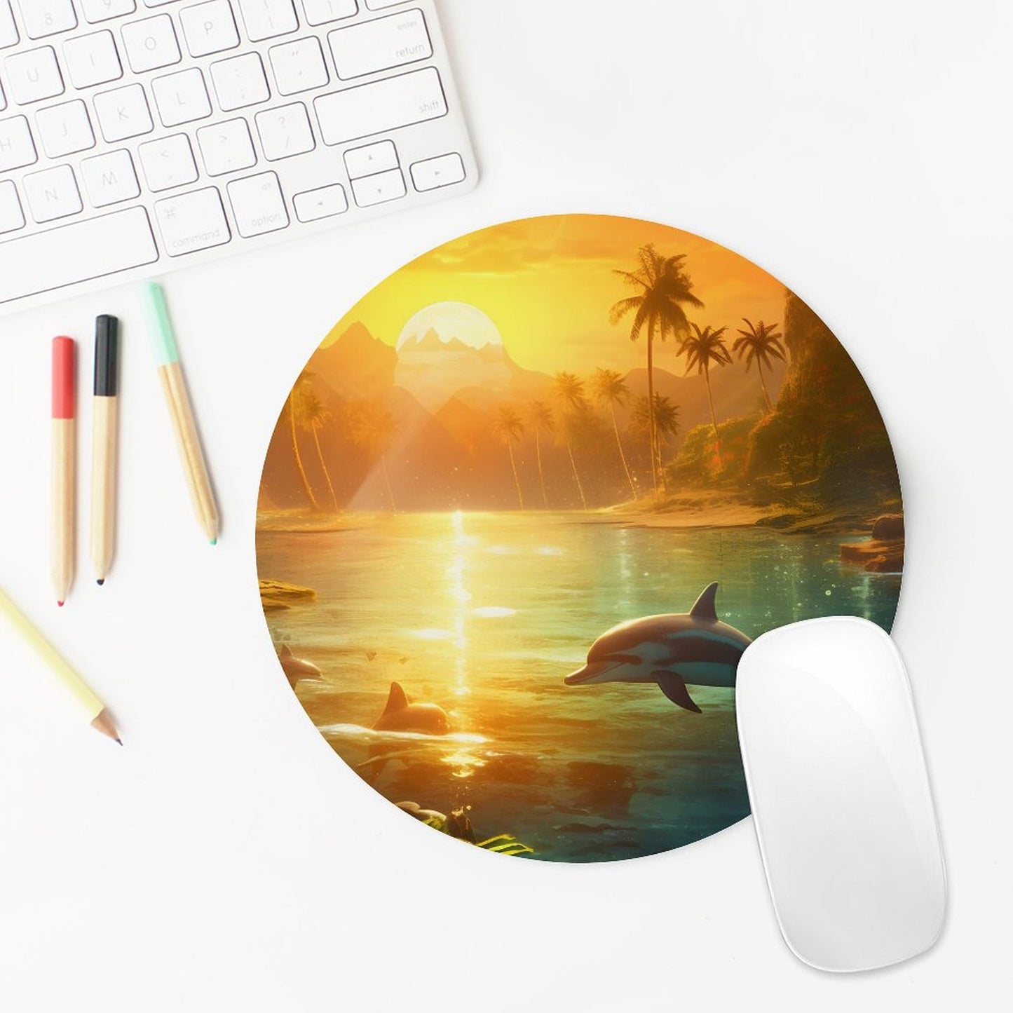 Mouse Pad SolarLab_Dolphins_tropical_sea_island_sunlight_fantasy_stock_il_a1e3c590-502d-47a3-b8a0-58084a7f2d16 Style-11 20*20cm normal-online-PERSONAL DESIGN