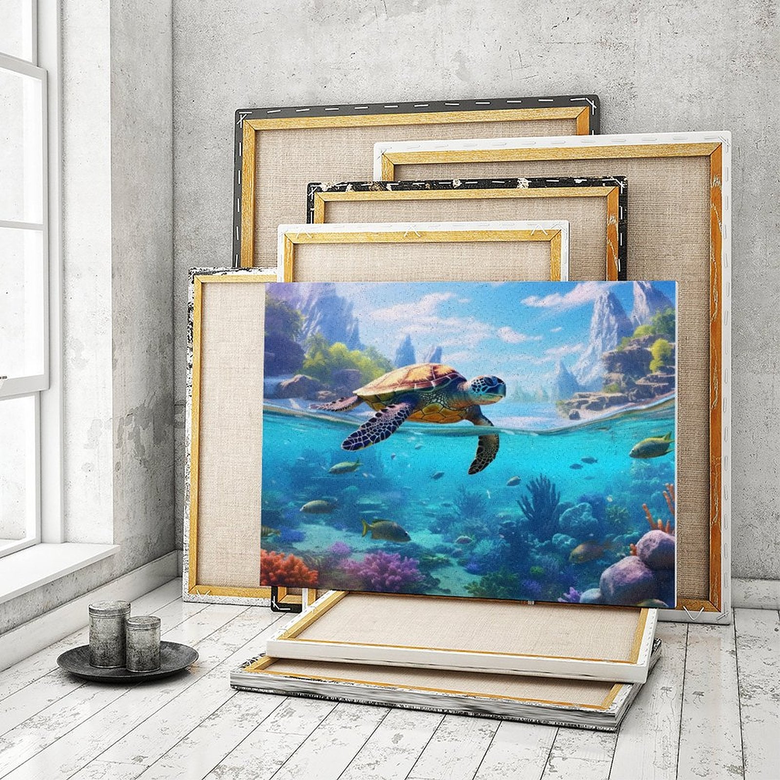 Paint by Number SolarLab_Sea_turtles_tropical_sea_island_sunlight_hyper-detail__65df3ce3-5f7c-49b3-937e-af866806c8be Style 20*16inch (50*40CM） normal-online-PERSONAL DESIGN