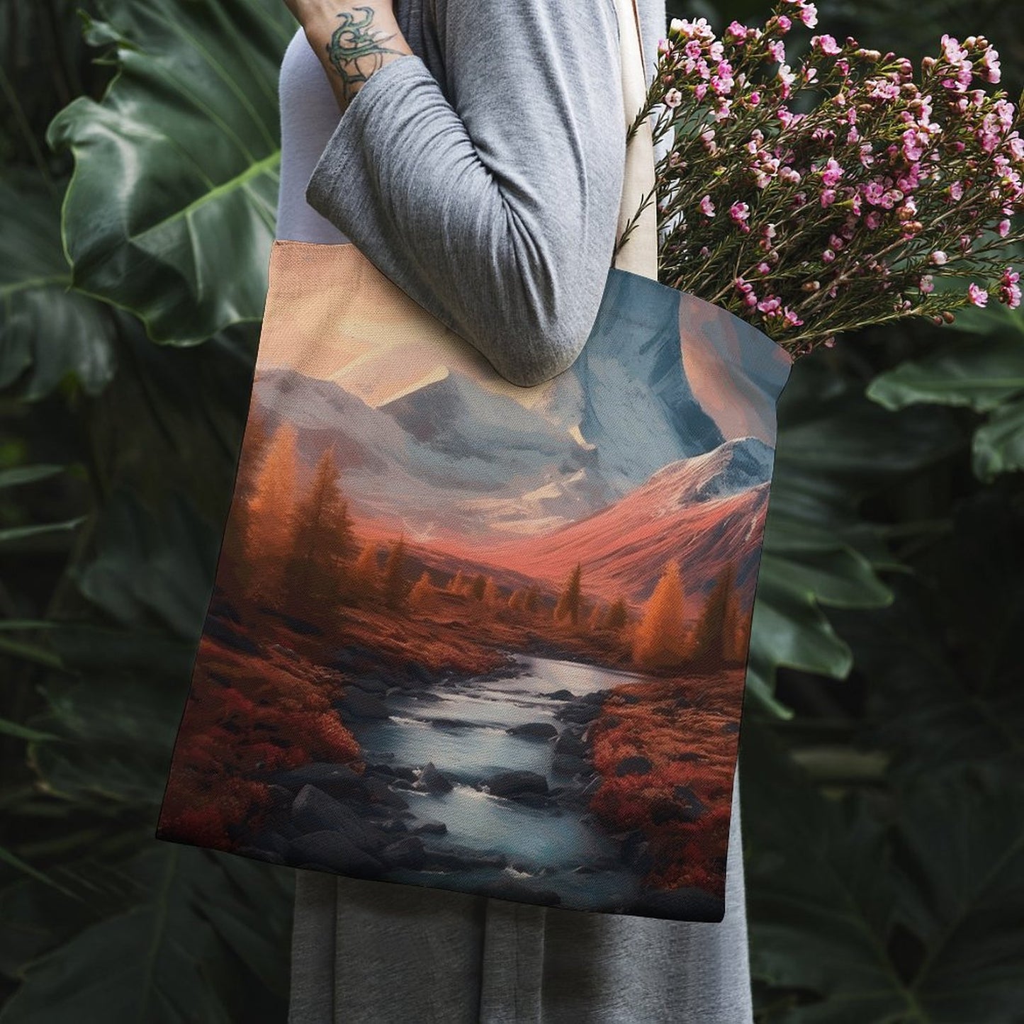 Canvas Tote Bag Double SolarLab_Norwegian_aurora_autumn_mountains_forestshyper-detail__935e43e8-37e6-44dc-8597-129fbe22a01a Style-9 38×41cm normal-online-PERSONAL DESIGN