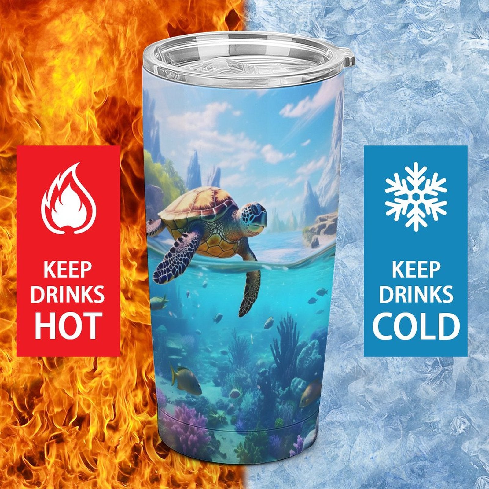 Car Cup Full Width Printed, Sea turtles, CA01A15 - iTopMax
