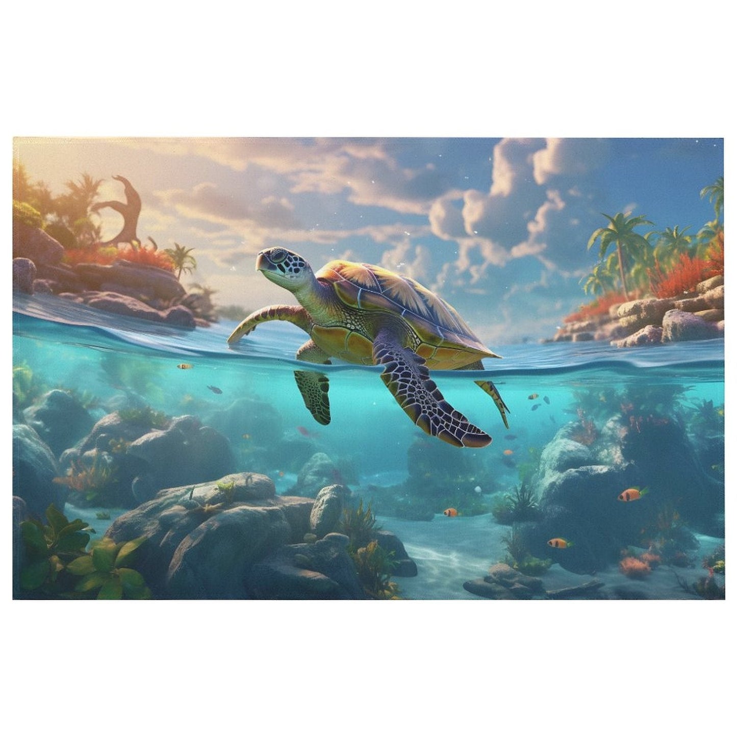 Crystal velvet carpet sea turtles htc01a014 - iTopMax