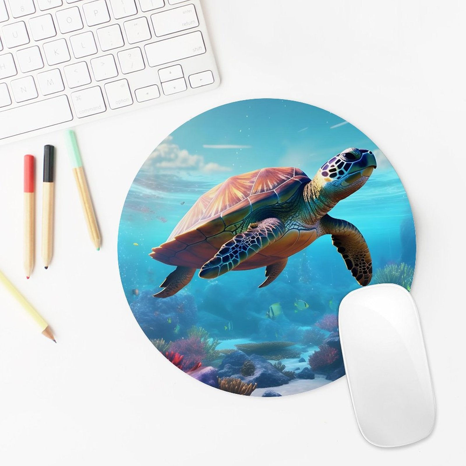 Mouse Pad SolarLab_Sea_turtles_tropical_sea_island_sunlight_fantasy_stock_a8e2acd4-f704-46d7-956a-d919666d76ff Style-12 20*20cm normal-online-PERSONAL DESIGN