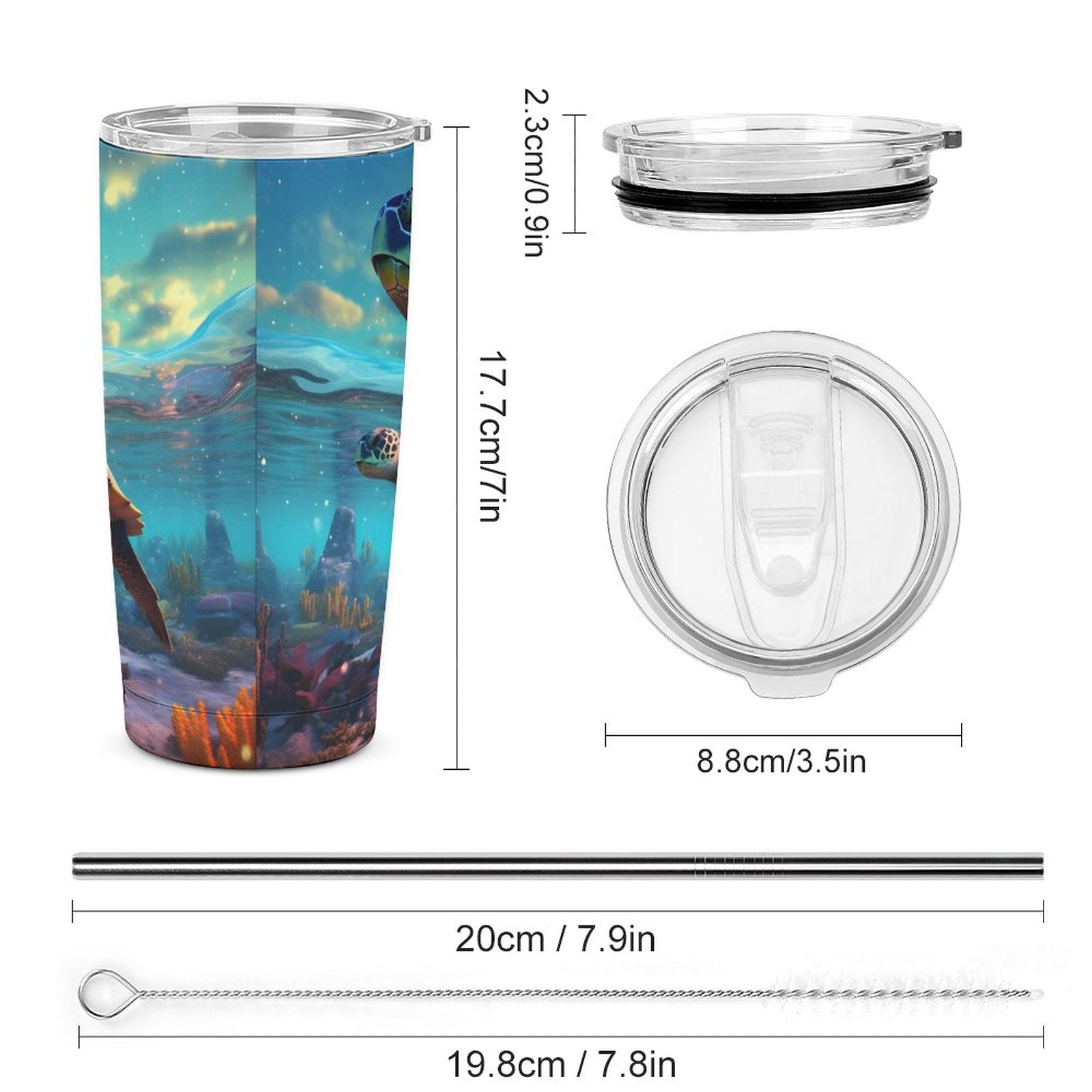 Car Cup Full Width Printed, Sea turtles, CA01A11 - iTopMax
