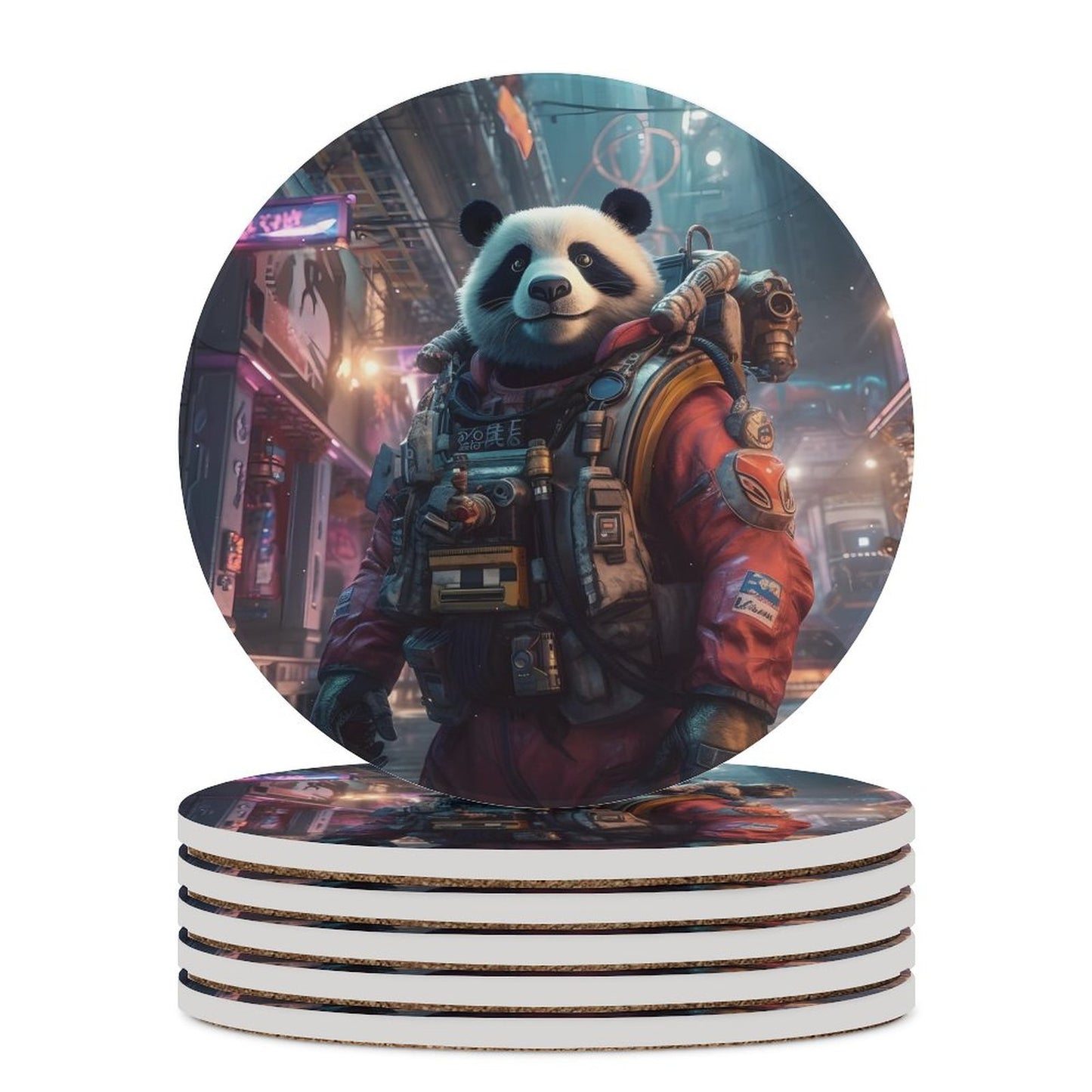 Ceramic Coasters (Round) SolarLab_a_Panda_astronaut_walk_on_the_space_rocket_Cyberpunk_f_7ebe1c4d-9ec7-4909-bd5d-cab48a4a3fa7 normal-online-PERSONAL DESIGN