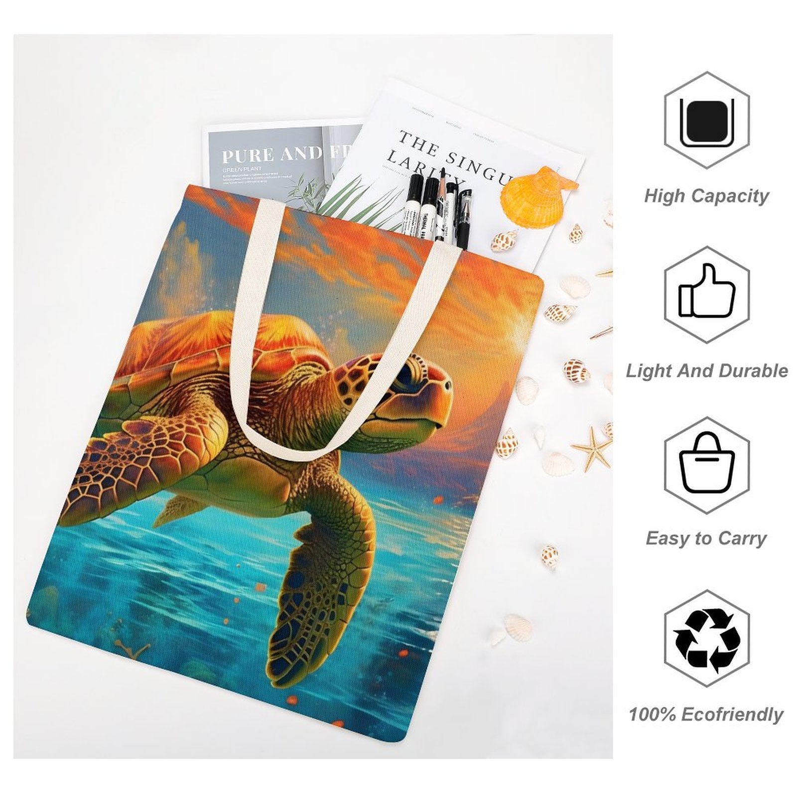 Canvas Tote Bag Double Side, Sea Turtles, B001A003 - iTopMax