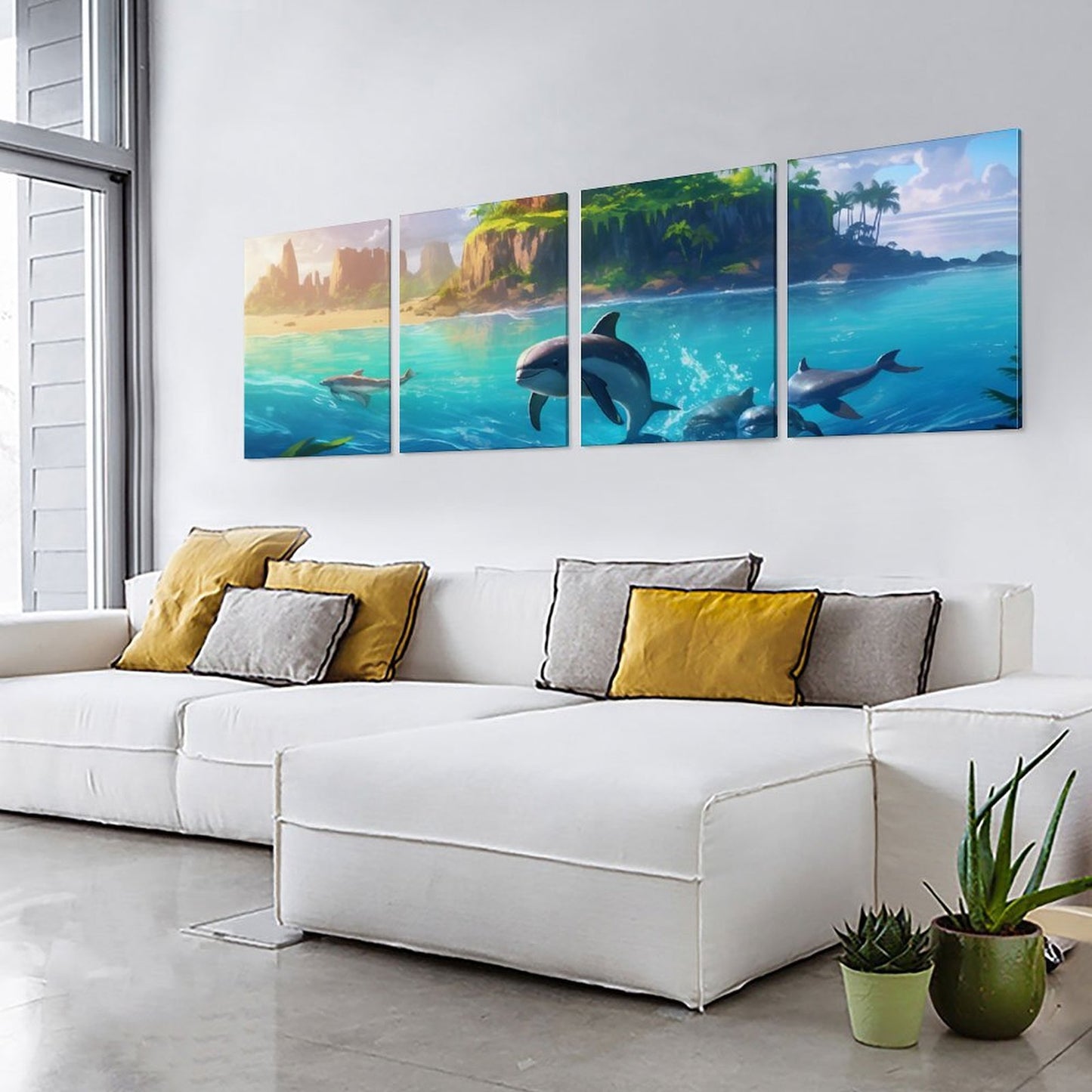 4 Panel Hanging Posters Vertical SolarLab_Dolphins_tropical_sea_island_sunlight_fantasy_stock_il_fcec8005-dae5-4c03-8fbd-f778649c18b4 normal-online-PERSONAL DESIGN