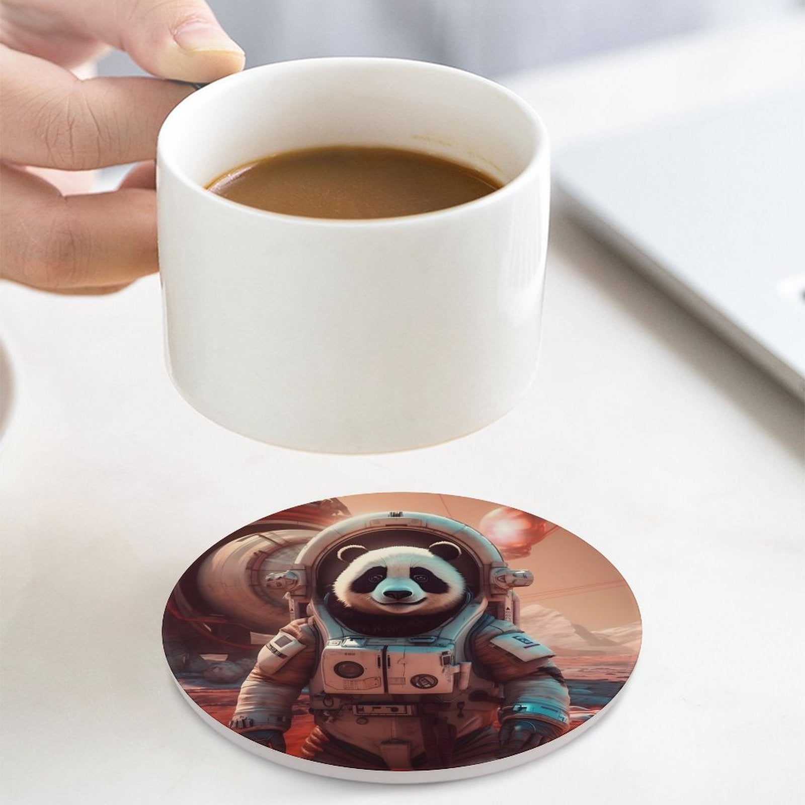 Ceramic Coasters (Round) SolarLab_a_Panda_astronaut_walk_on_the_Mars_starship_Cyberpunk__817d9ed4-a444-4a2e-9755-363c1bf53d11 normal-online-PERSONAL DESIGN