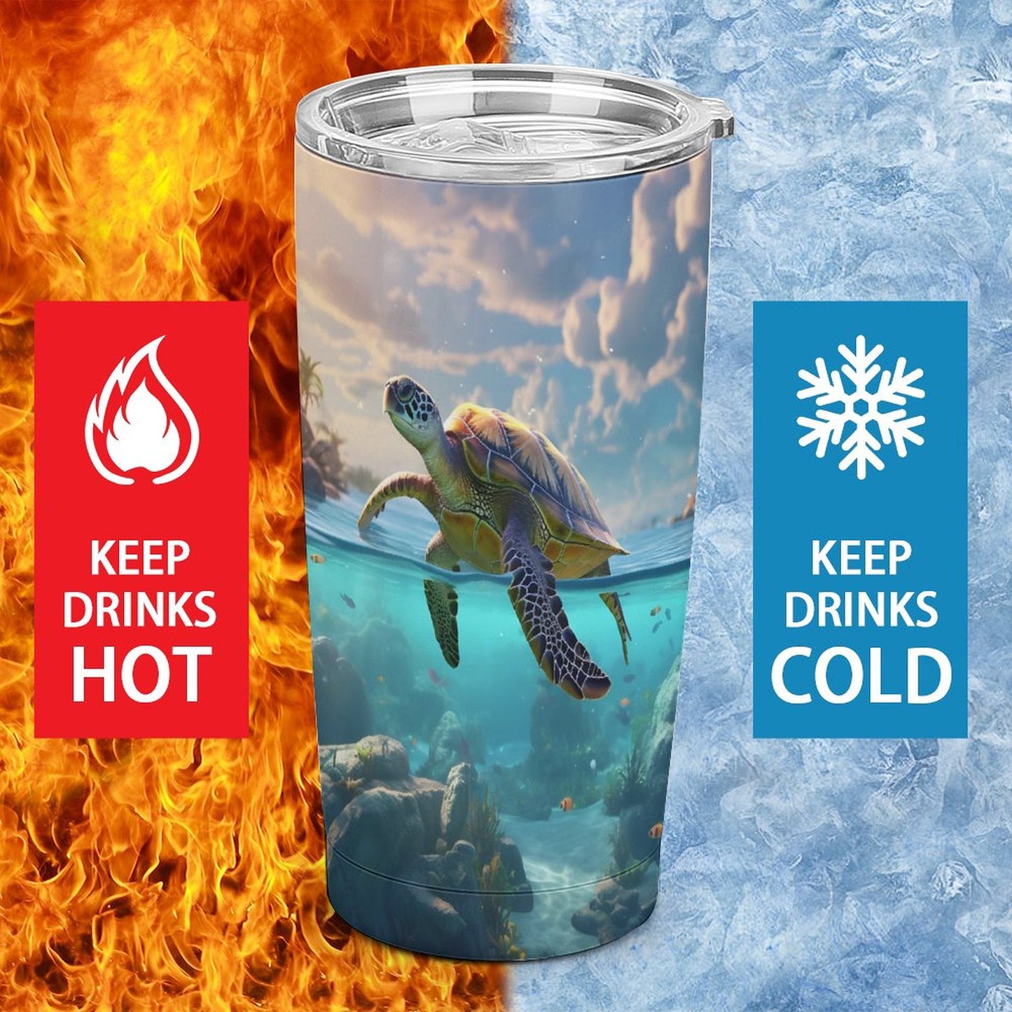 Car Cup Full Width Printed, Sea turtles, CA01A12 - iTopMax