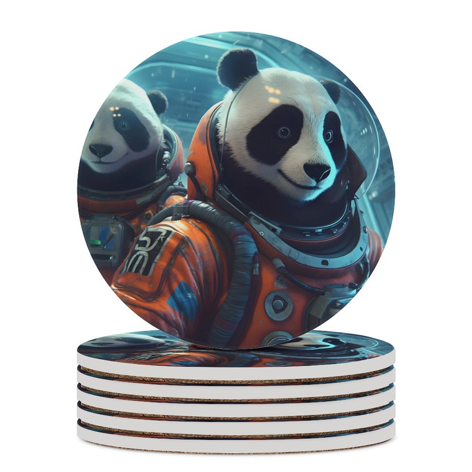 Ceramic Coasters (Round) SolarLab_Two_panda_astronauts_piloted_a_spaceship_from_Earth_to_219bb91d-8ff7-4813-8efa-fdf504001a79 normal-online-PERSONAL DESIGN