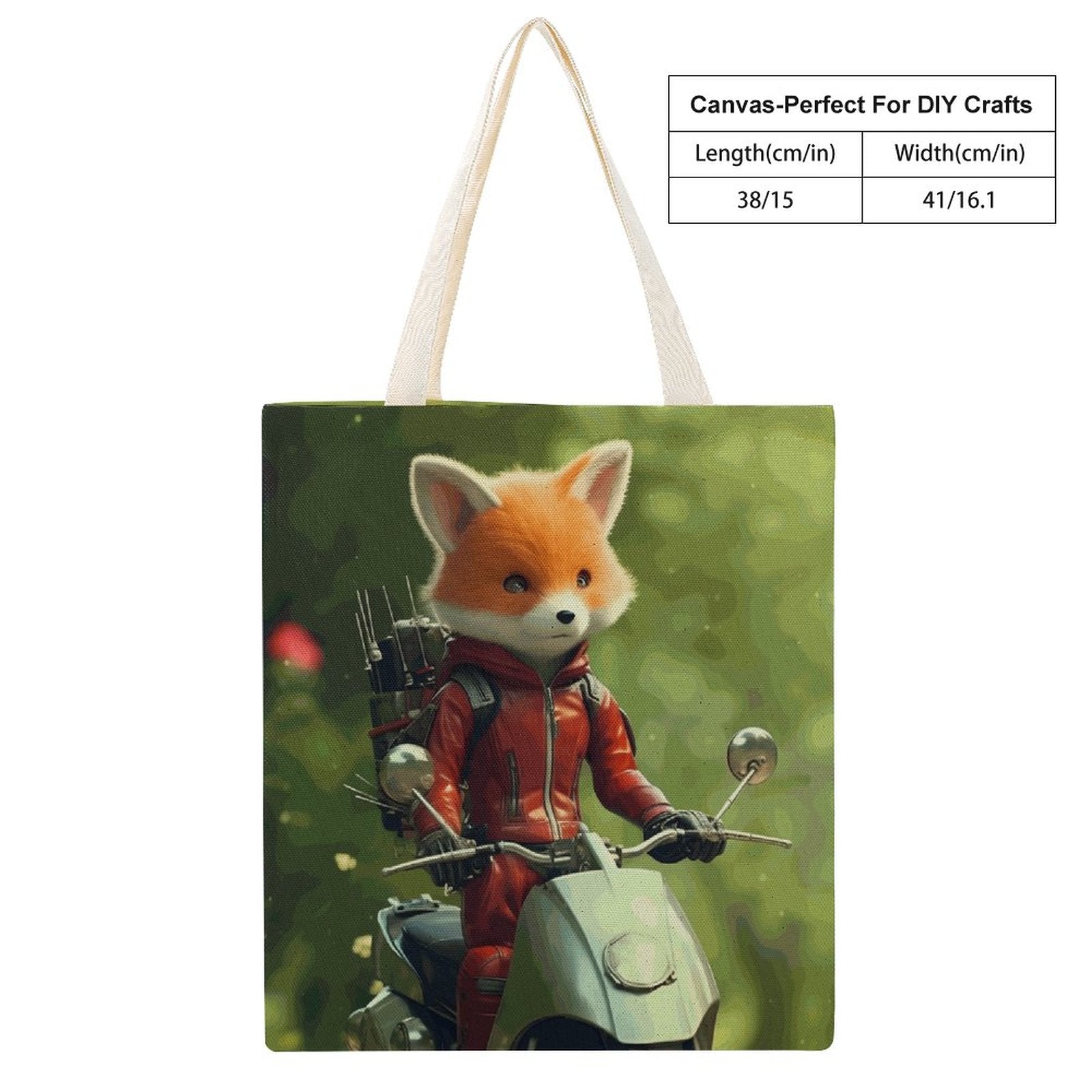 Canvas Tote Bag Double Fox_002 Style 38×41cm normal-online-PERSONAL DESIGN