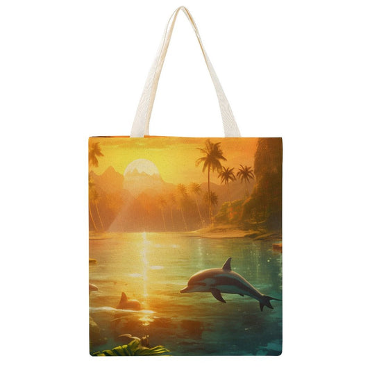 Canvas Tote Bag Double Side, Sea Dolphins, B001A007 - iTopMax